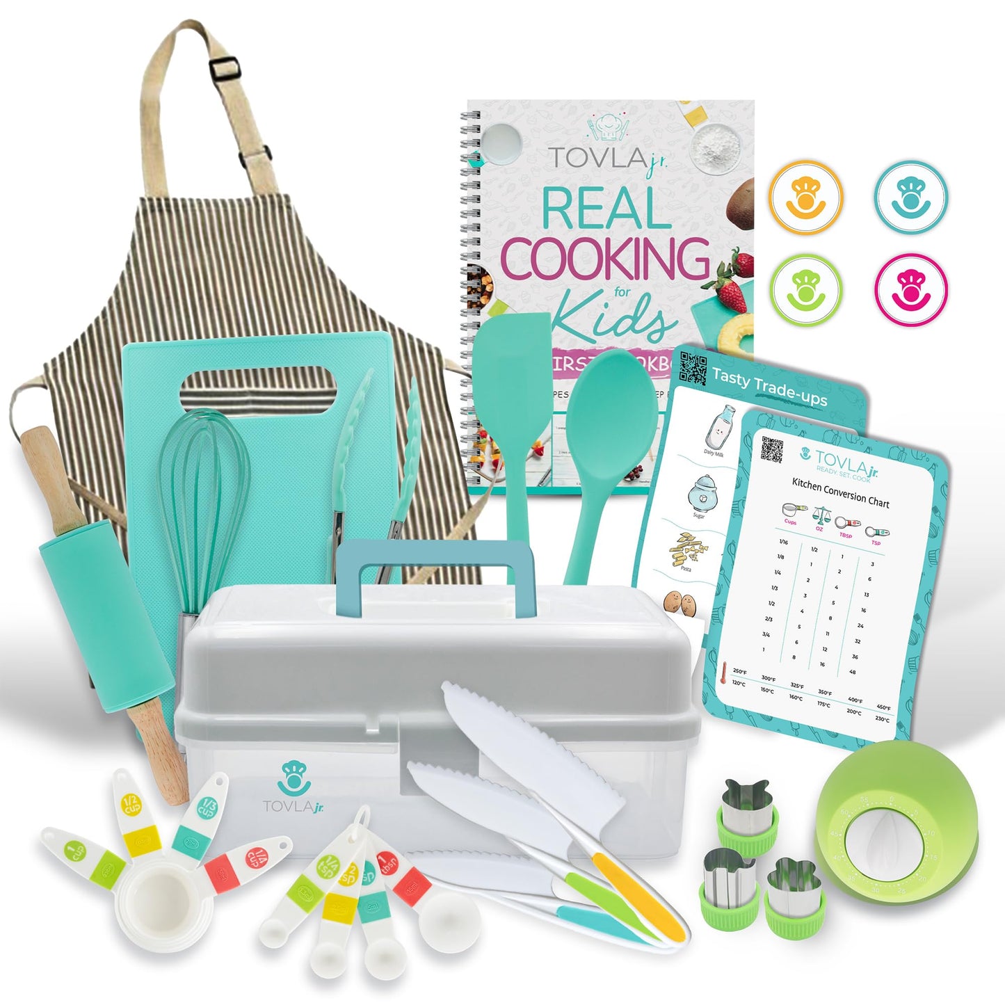 Tovla JR Kids Real Cooking Set – Montessori-Safe Kitchen Tools & Visual Cookbook
