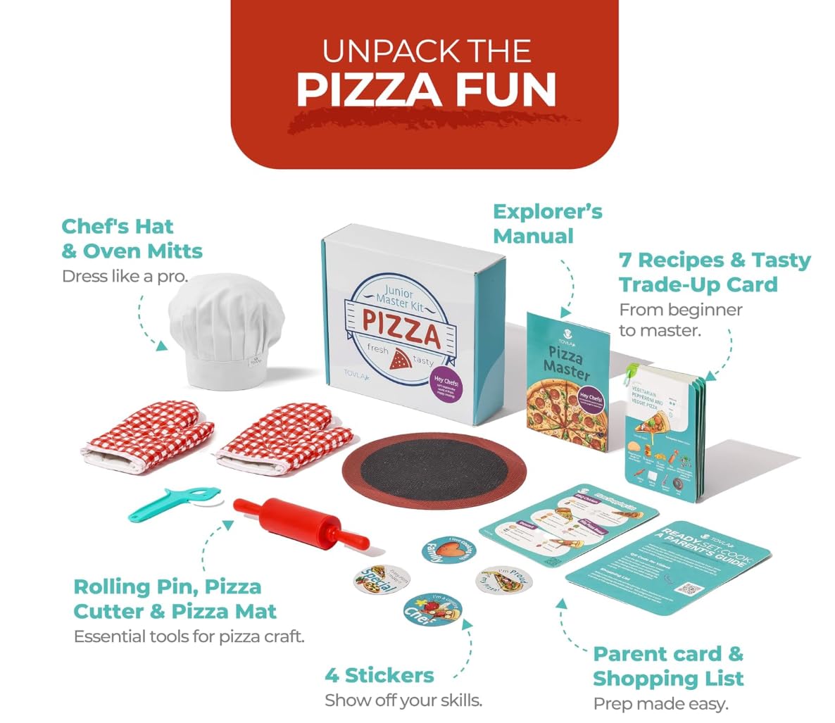 Tovla Jr. Real Pizza Cooking Kit for Kids | Safe, Hands-On Baking & STEM Fun