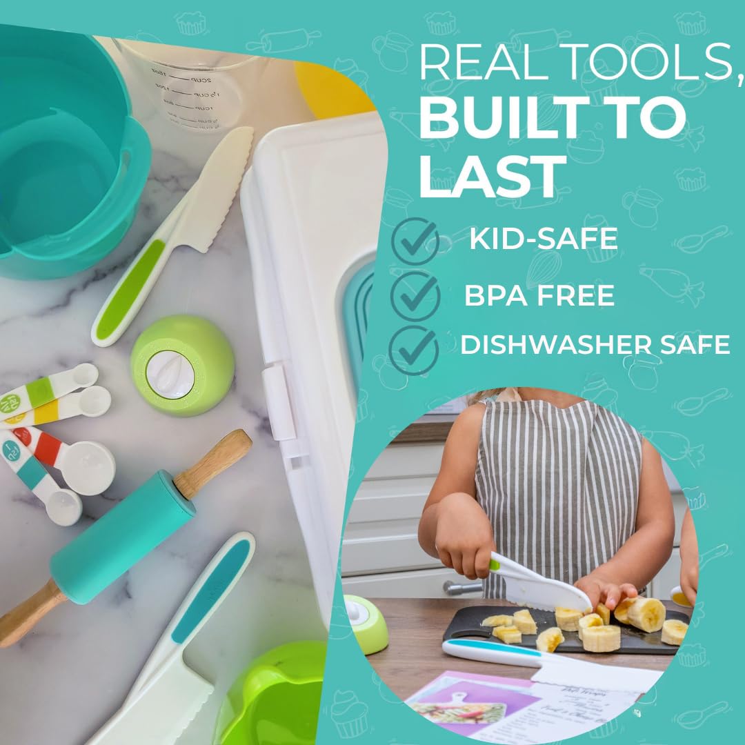 Tovla JR Kids Real Cooking Set – Montessori-Safe Kitchen Tools & Visual Cookbook