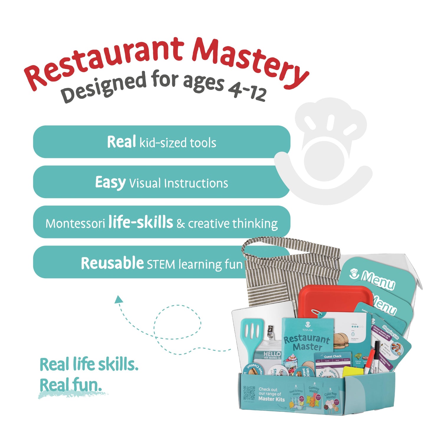 TOVLA JR Real Restaurant Cooking Set for Kids | Montessori STEM Kit for Ages 4+