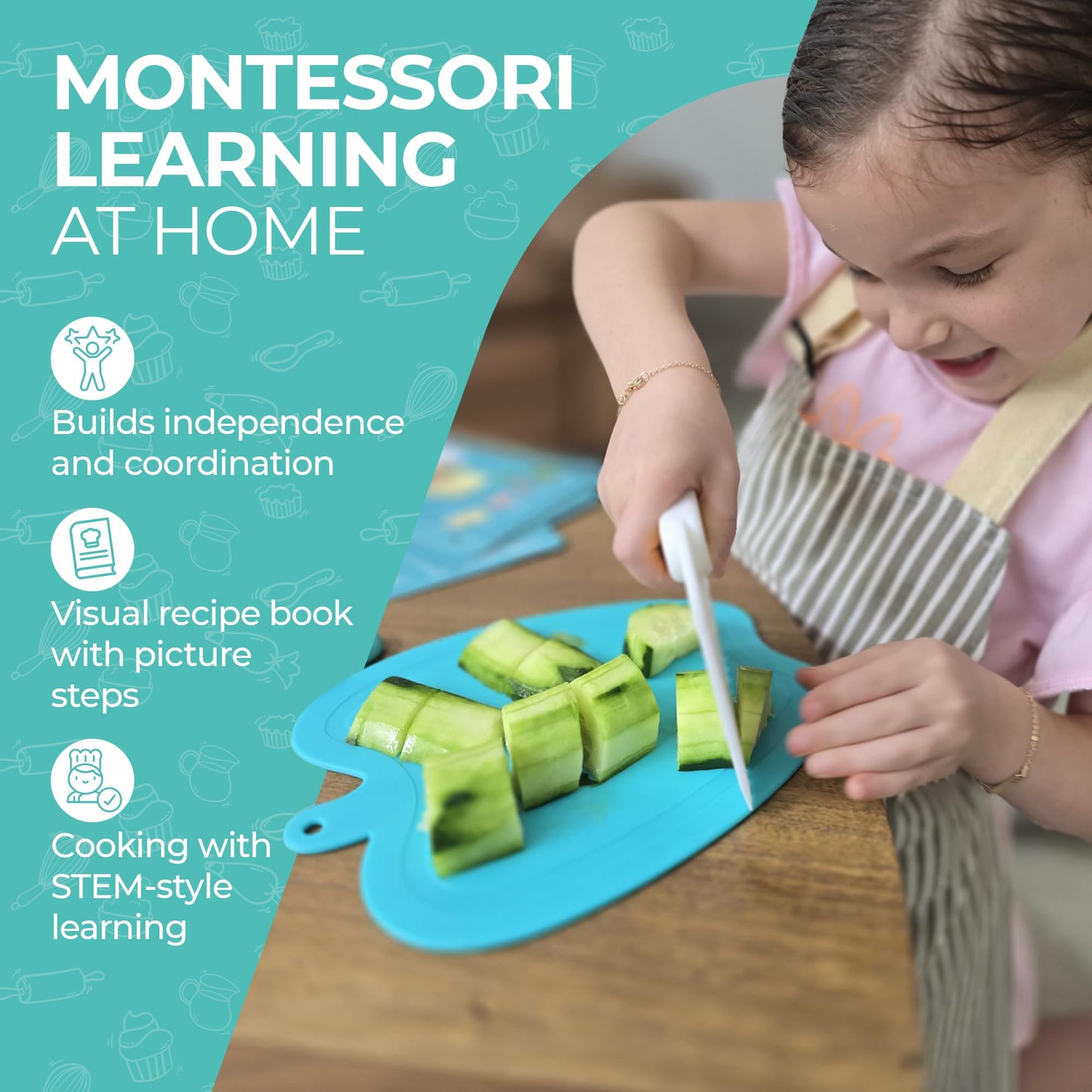 Tovla Jr. Toddler Cutting Set – Real Knife & Chopper with Safety Gloves for Ages 3–8 | Montessori Kitchen Tools