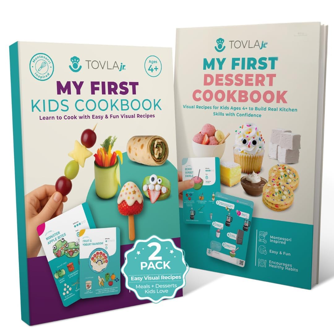 Tovla Jr My First Visual Cooking System for Kids 4 to 8 | 2 Book Set for Real Cooking & Baking