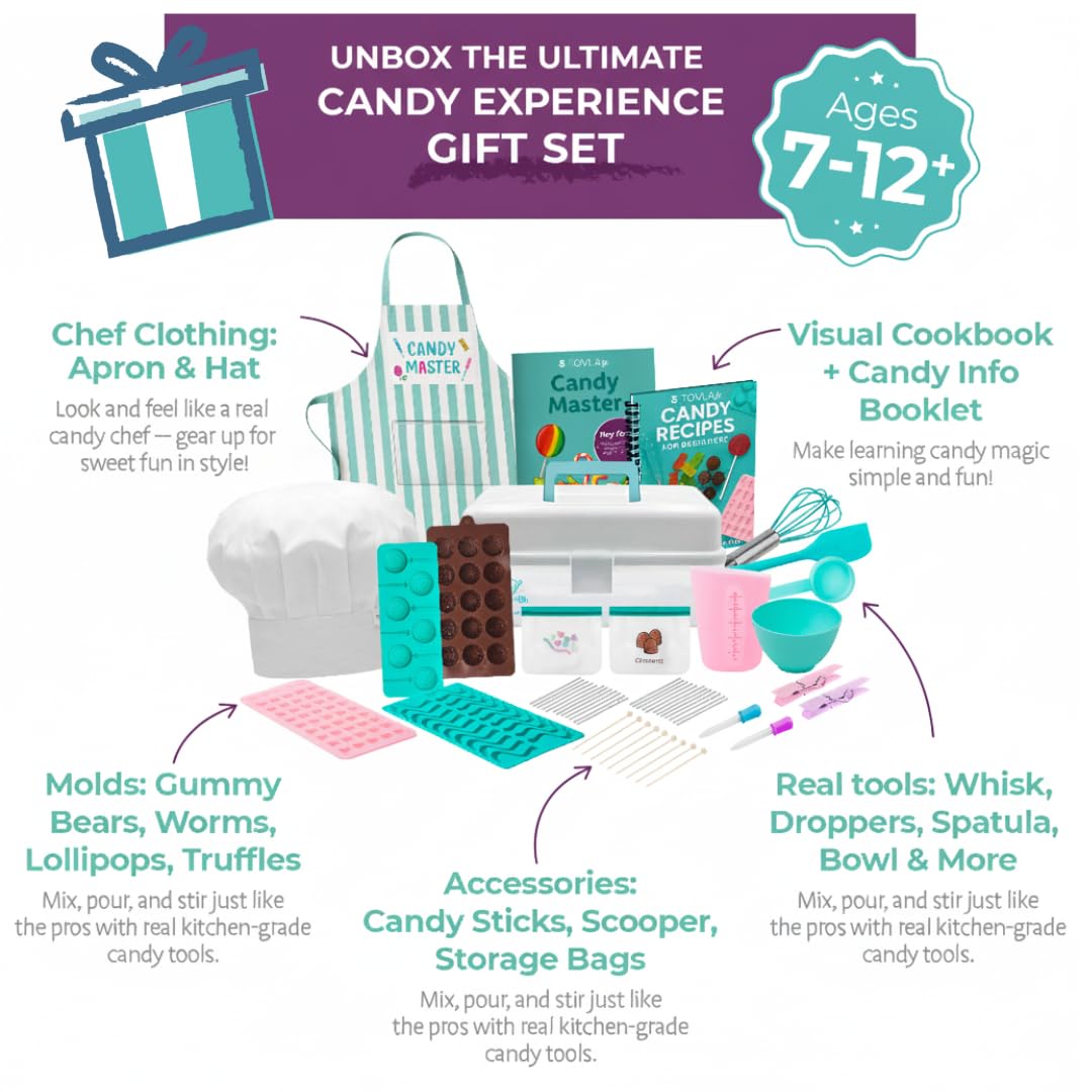 Tovla Jr Ultimate Candy Lab for Kids | Real Candy Making Tools & Visual Guides | Ages 6–12