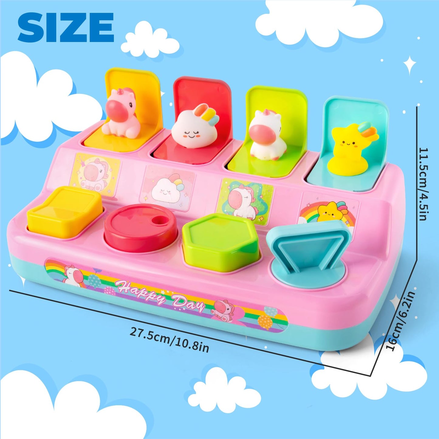 Tovol Zerky Montessori Pop Up Toy for Toddlers 1-3: Cause & Effect, Fine Motor