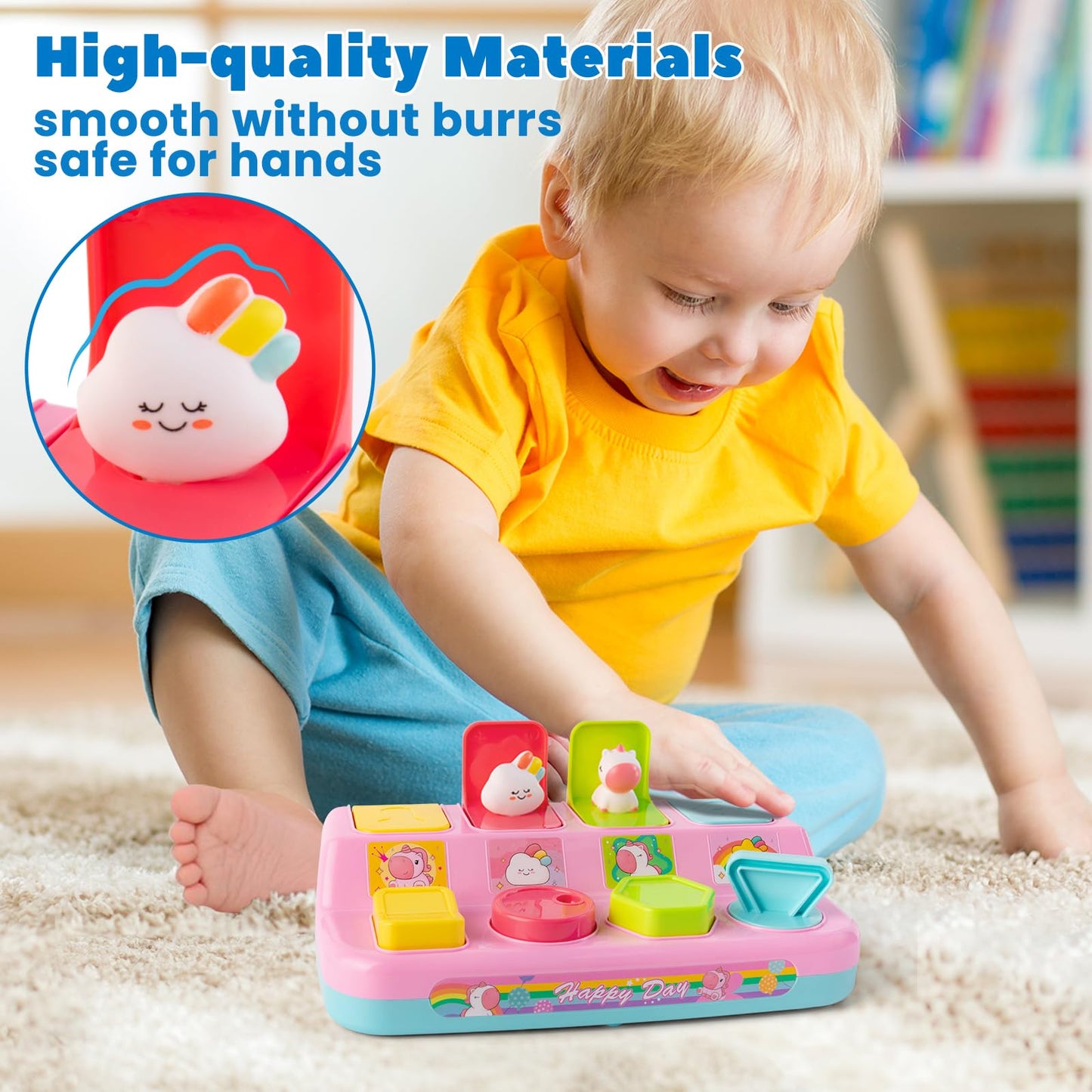 Tovol Zerky Montessori Pop Up Toy for Toddlers 1-3: Cause & Effect, Fine Motor