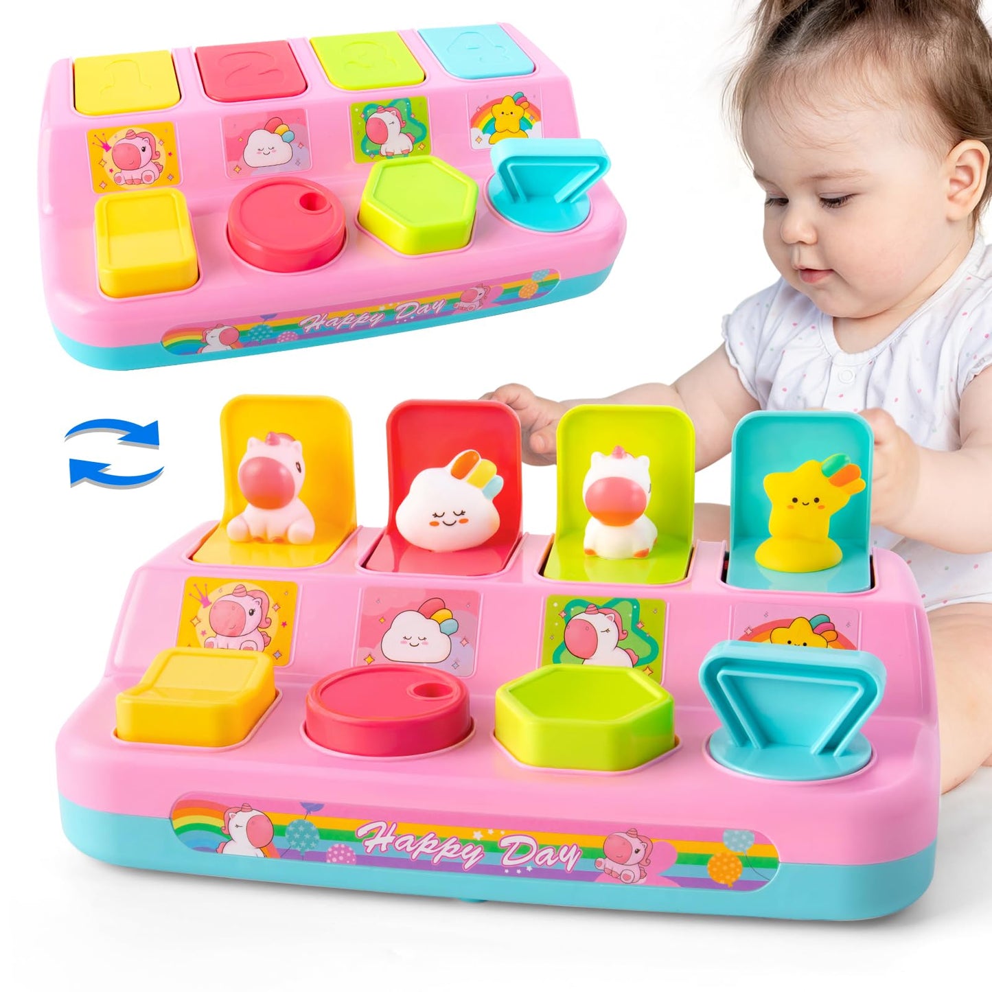 Tovol Zerky Montessori Pop Up Toy for Toddlers 1-3: Cause & Effect, Fine Motor