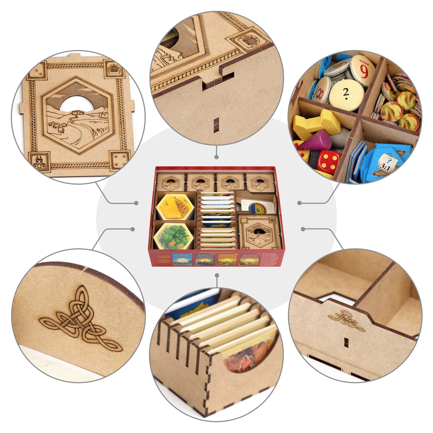 TowerRex Organizer for Catan – Storage Insert for Cities & Knights, Seafarers Expansion