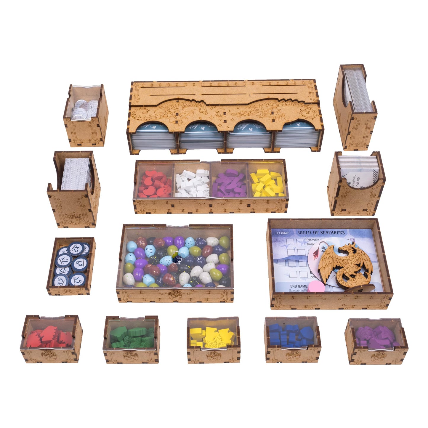 TowerRex Wyrmspan Organizer – Card, Token & Dice Storage Insert for Wyrmspan Board Game