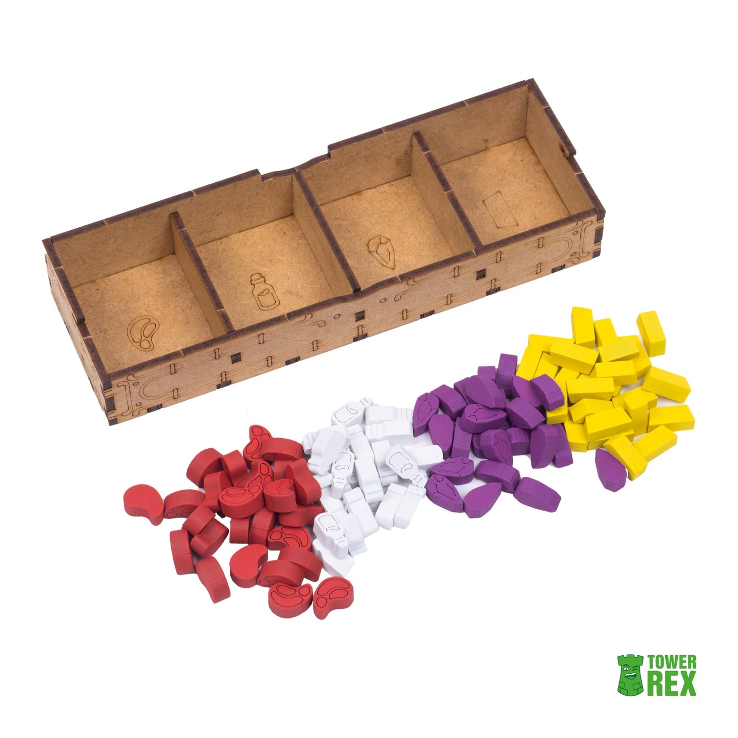 TowerRex Wyrmspan Organizer – Card, Token & Dice Storage Insert for Wyrmspan Board Game