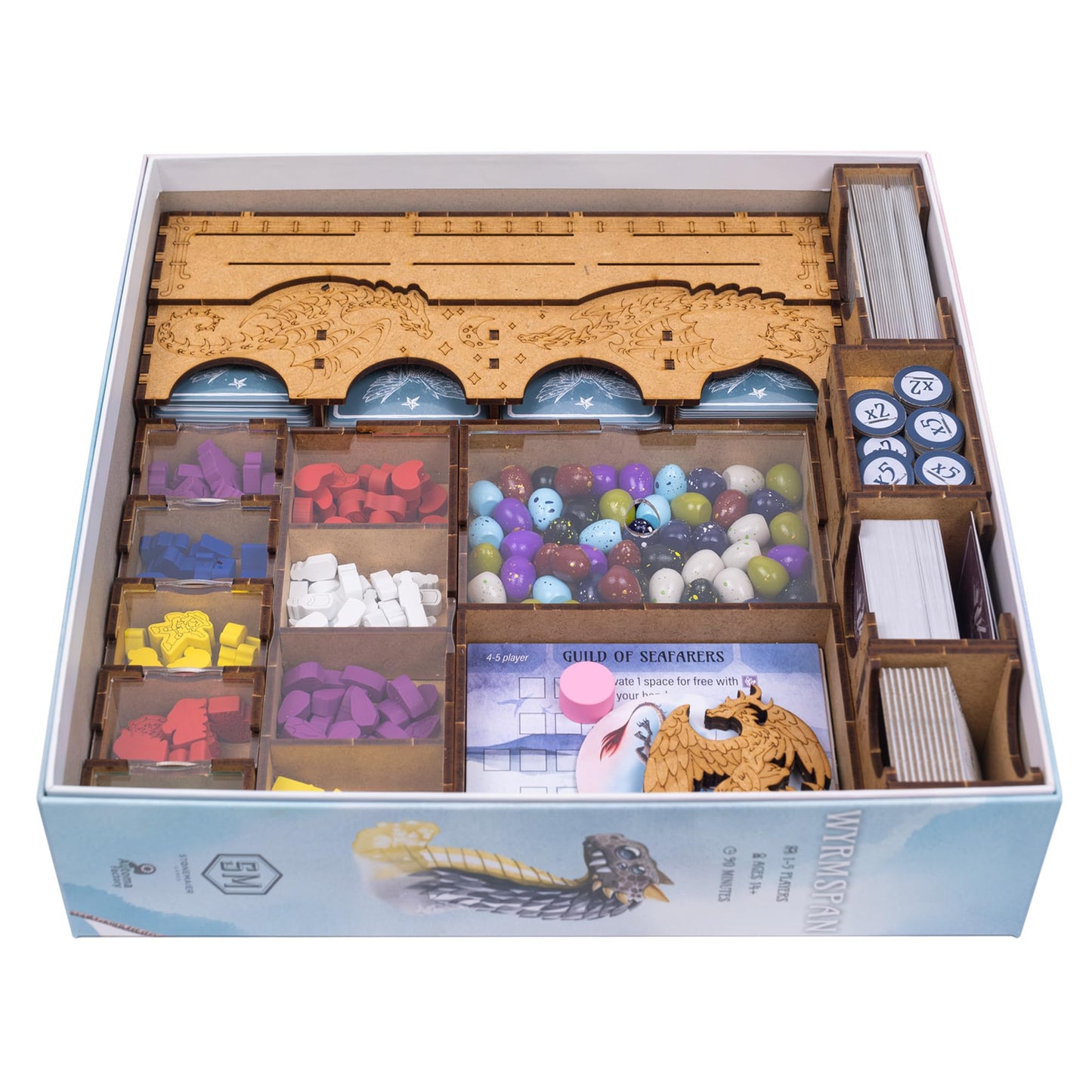 TowerRex Wyrmspan Organizer – Card, Token & Dice Storage Insert for Wyrmspan Board Game