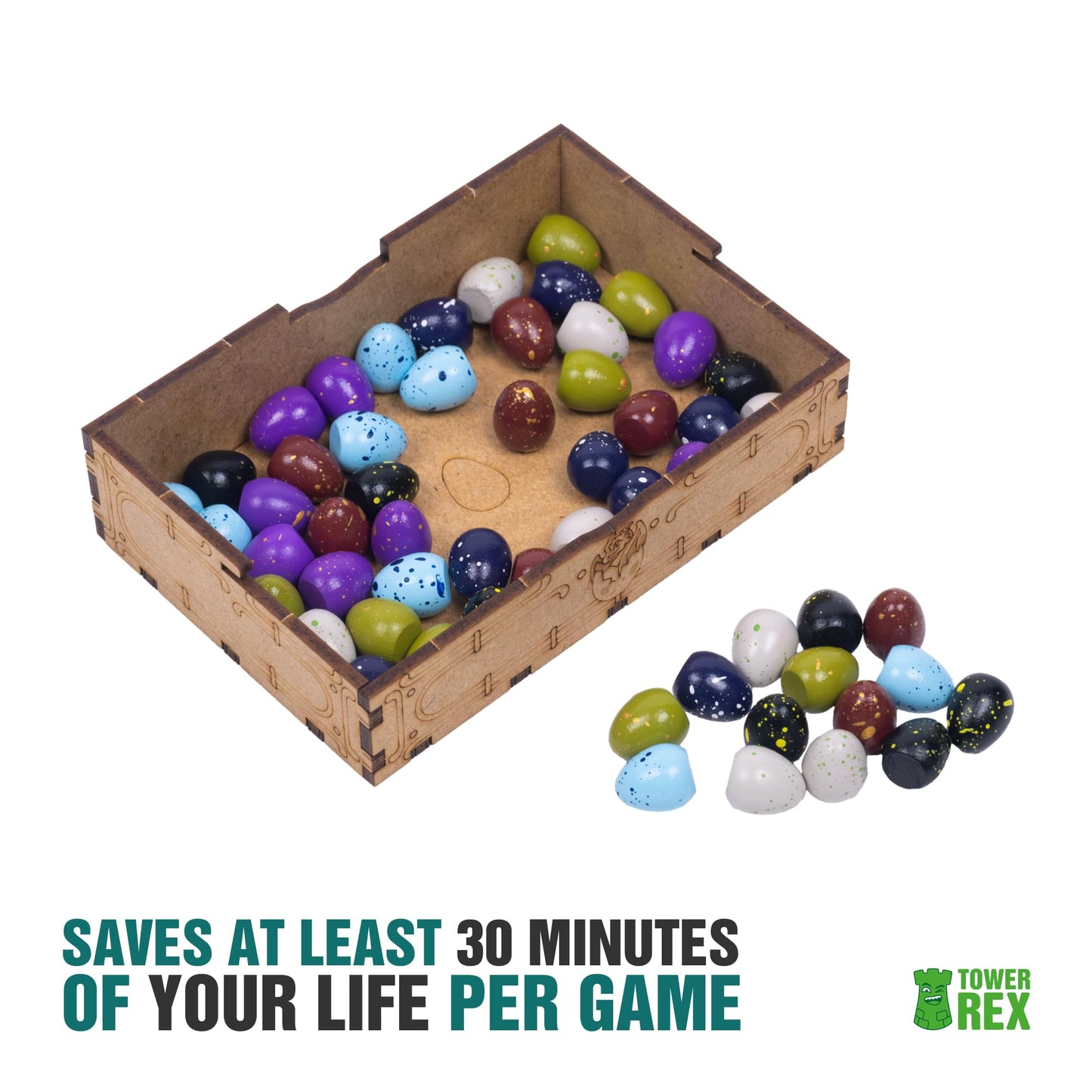TowerRex Wyrmspan Organizer – Card, Token & Dice Storage Insert for Wyrmspan Board Game