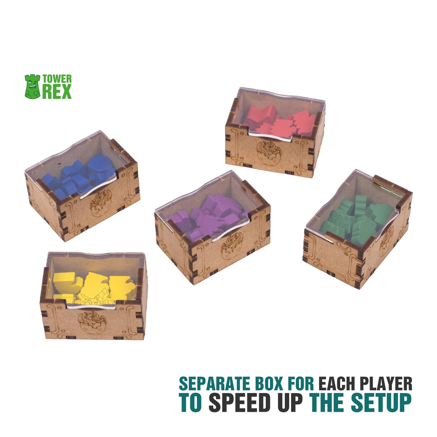 TowerRex Wyrmspan Organizer – Card, Token & Dice Storage Insert for Wyrmspan Board Game