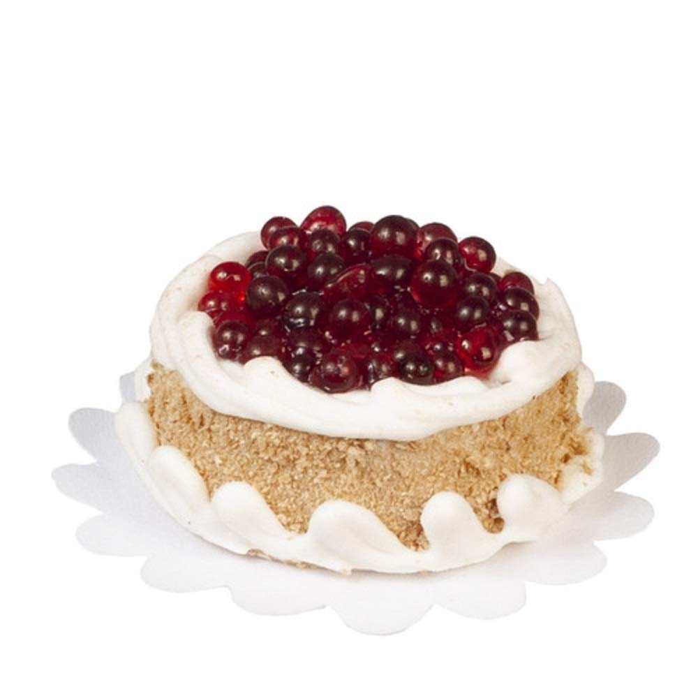 Town Square Miniatures Decorated Berry Cake on Doily – 1:12 Scale Dollhouse Dining Room Accessory