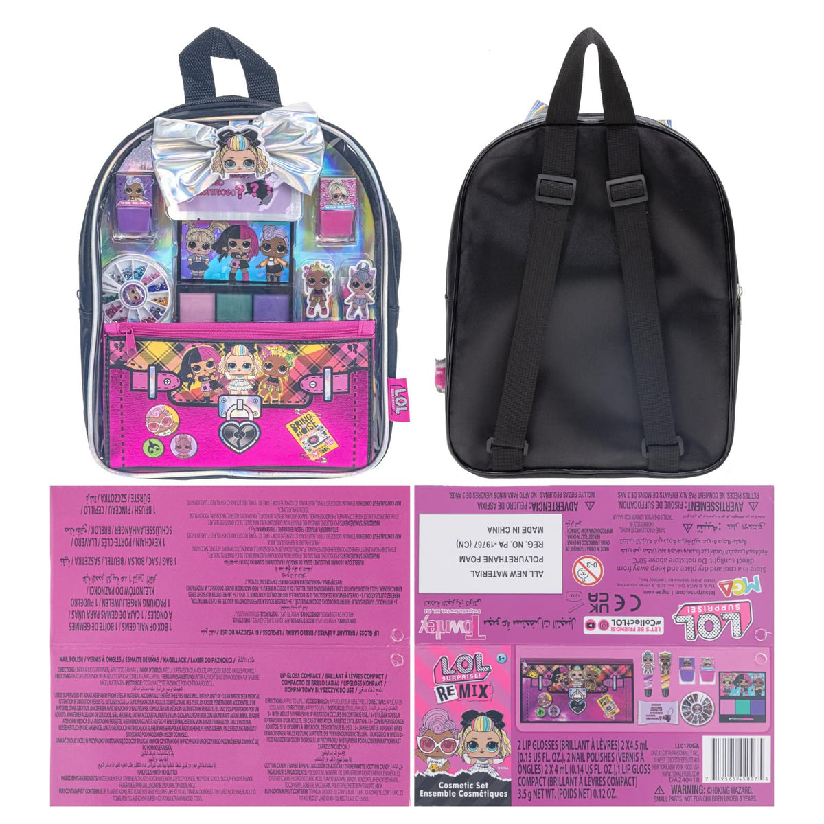 Townley Girl L.O.L. Surprise Makeup Backpack Set – Safe, Non-Toxic Fun for Sleepovers & Parties (Ages 3+)