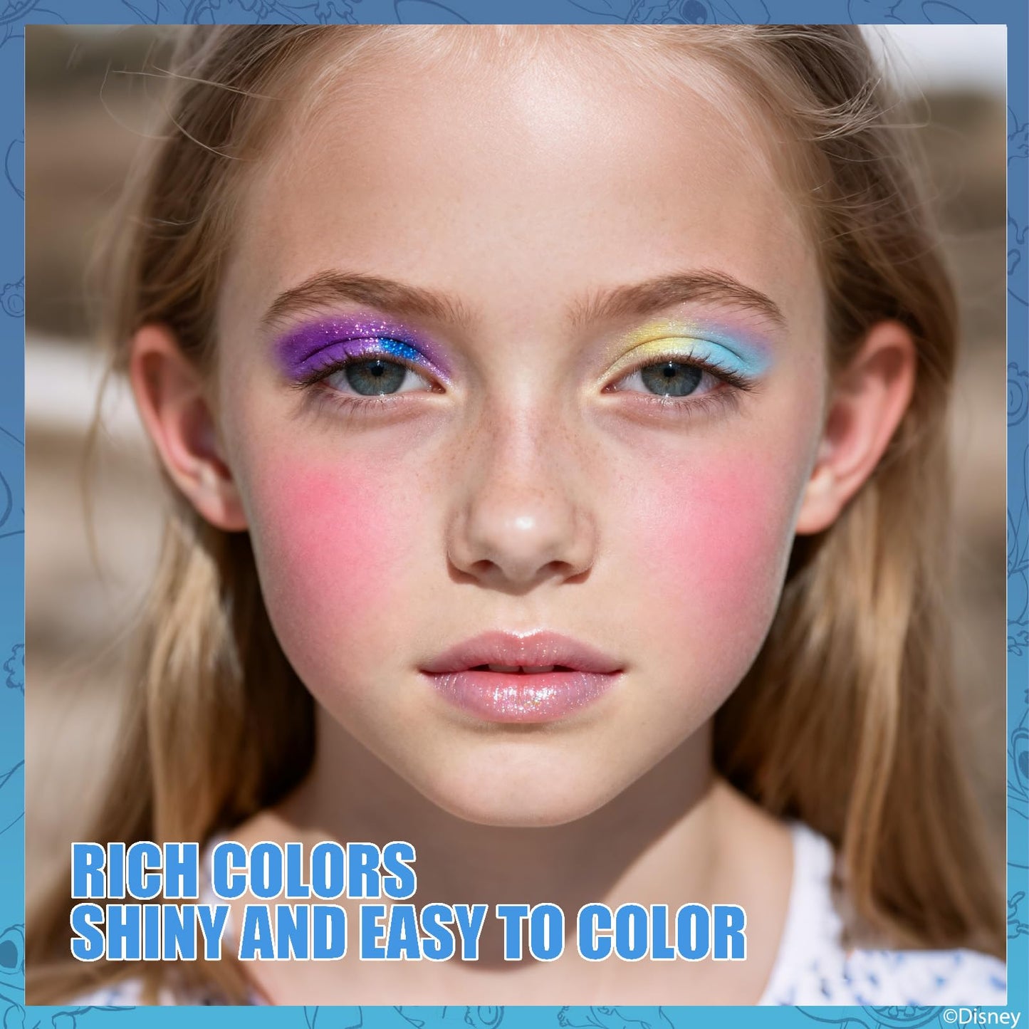 Townley Girl Stitch All-in-One Kids Cosmetic Compact Set – Lip Gloss, Eye & Cheek Shimmer with Brushes