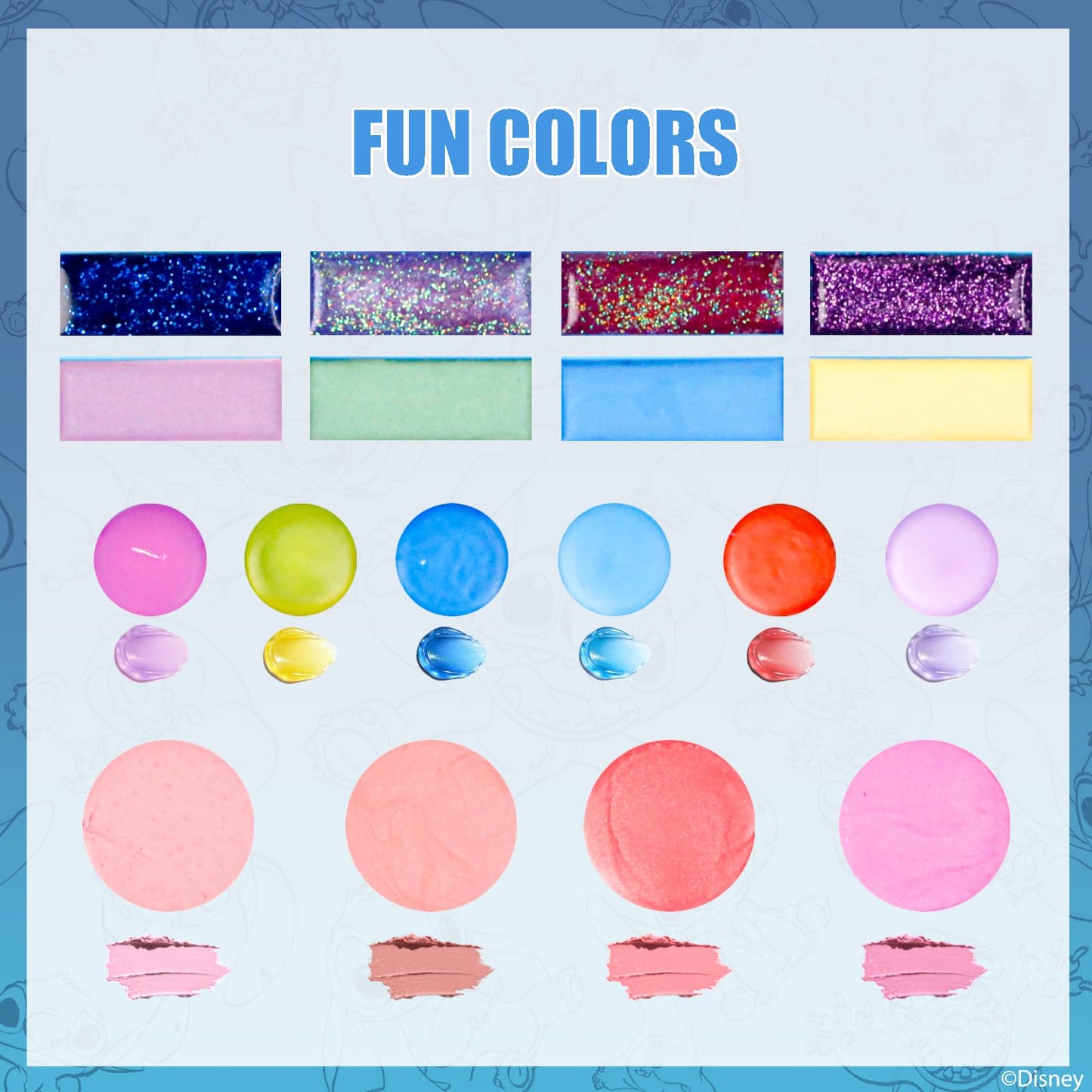 Townley Girl Stitch All-in-One Kids Cosmetic Compact Set – Lip Gloss, Eye & Cheek Shimmer with Brushes
