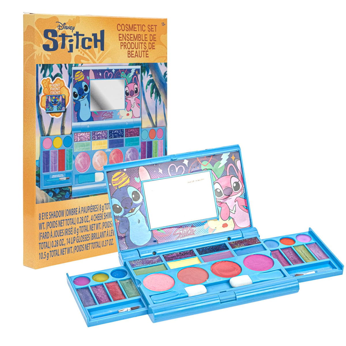 Townley Girl Stitch All-in-One Kids Cosmetic Compact Set – Lip Gloss, Eye & Cheek Shimmer with Brushes