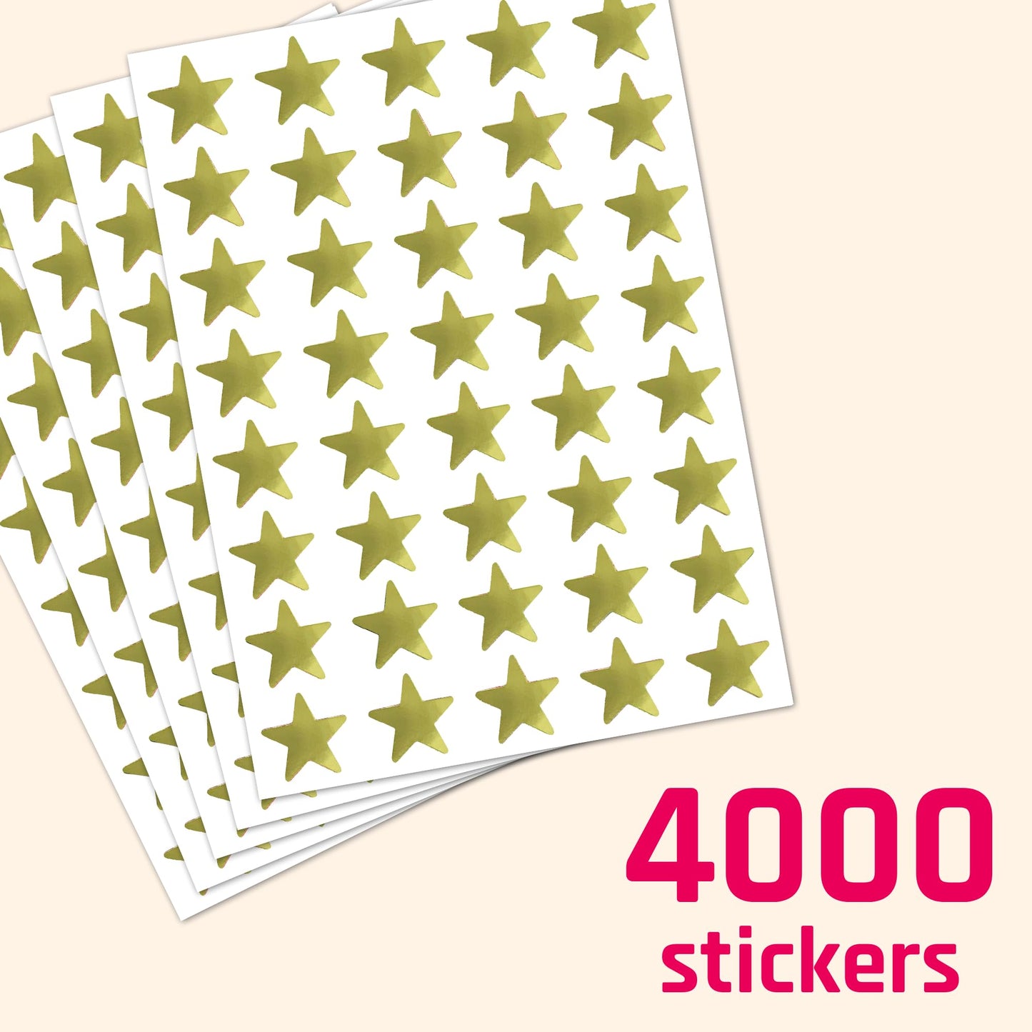 TownStix 4000-Pack Gold Foil Star Stickers - 0.6 inch Diameter, Permanent Adhesive