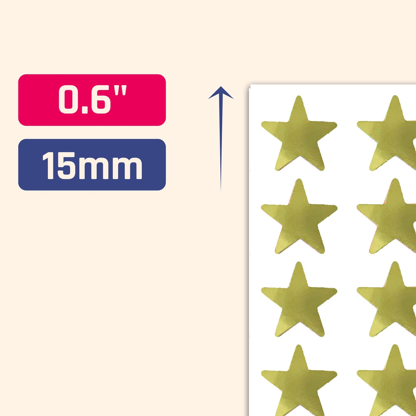 TownStix 4000-Pack Gold Foil Star Stickers - 0.6 inch Diameter, Permanent Adhesive