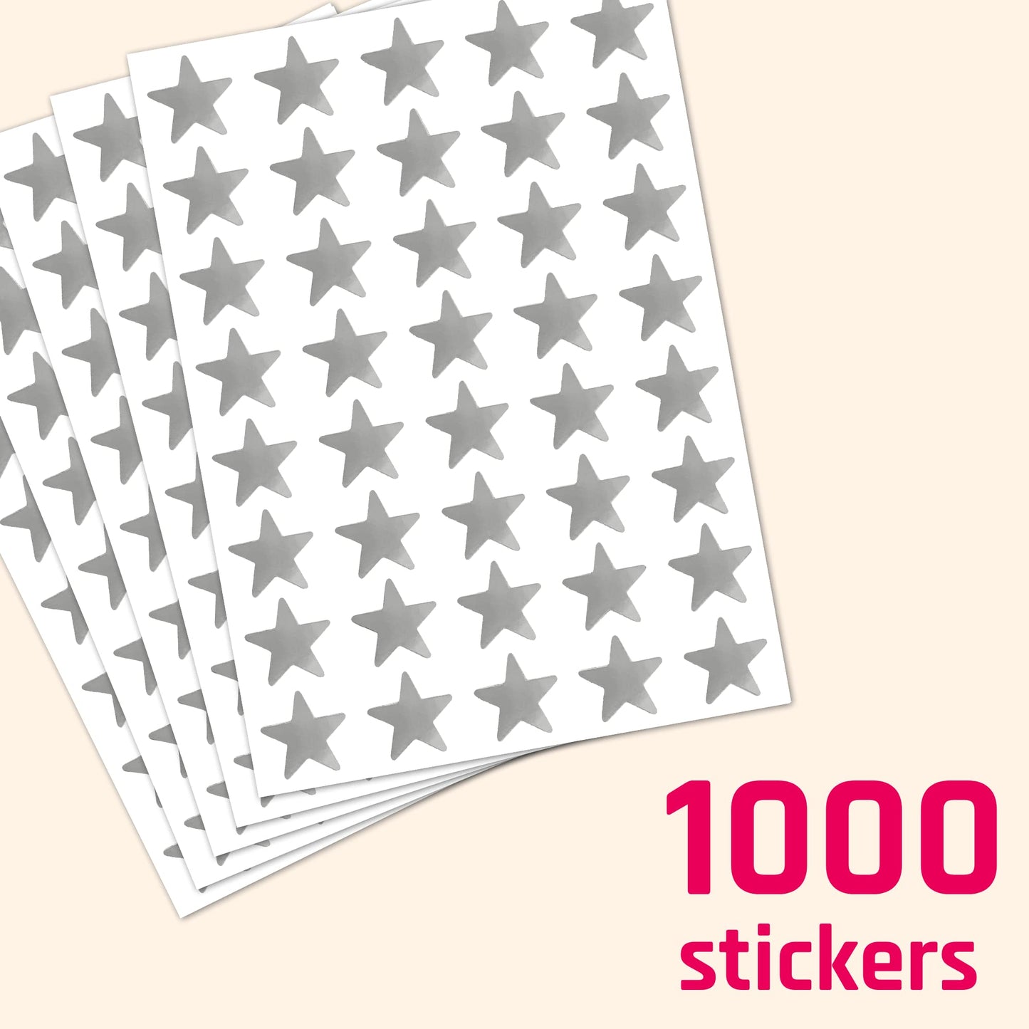 TownStix Silver Foil Star Stickers 0.6-Inch Diameter - 1000 Pack