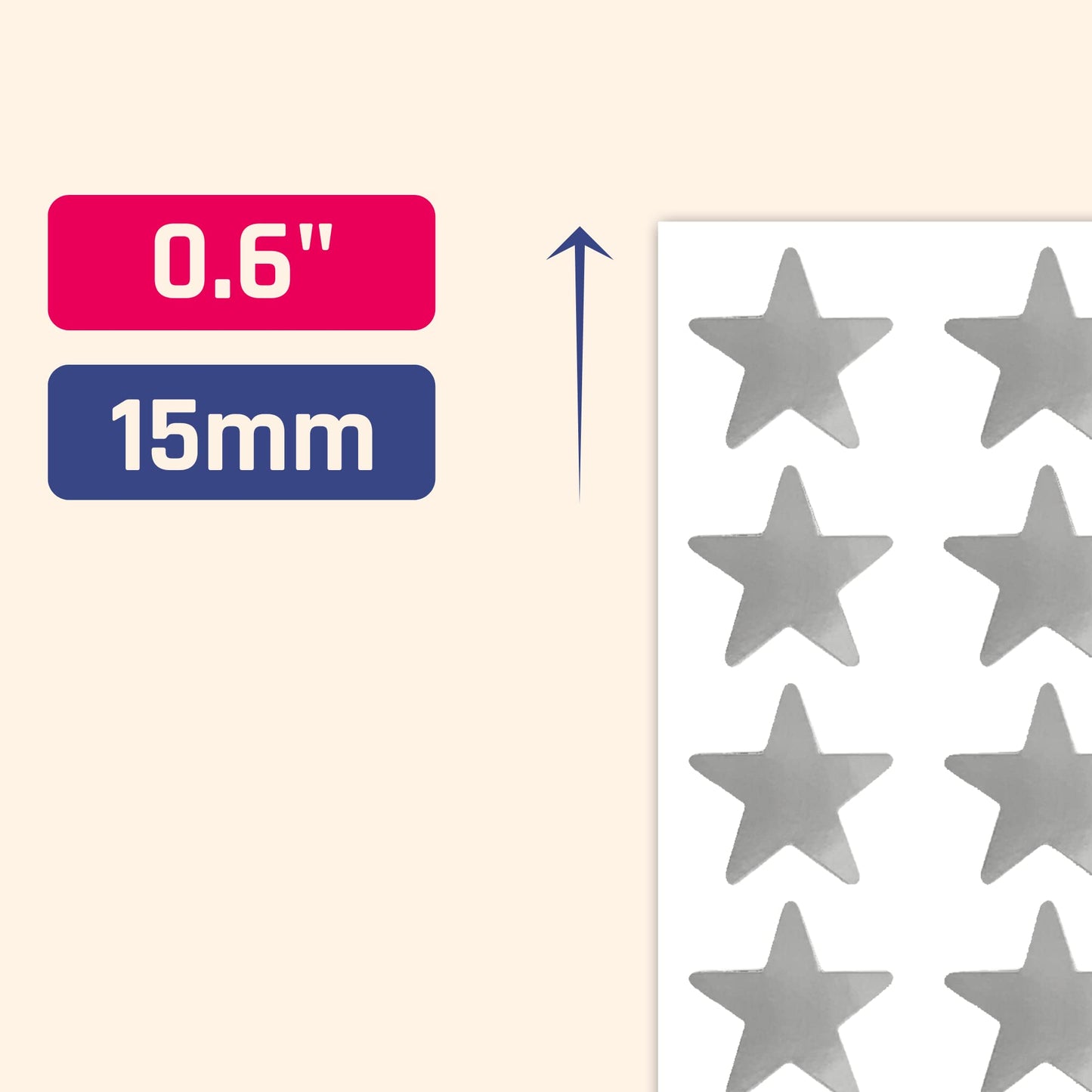 TownStix Silver Foil Star Stickers 0.6-Inch Diameter - 1000 Pack