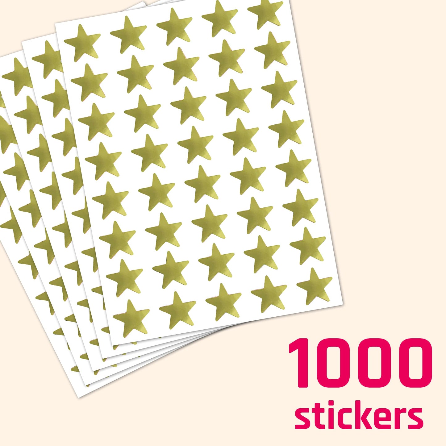 TownStix Gold Foil Star Stickers - 1000 Pack, 0.6-inch Diameter