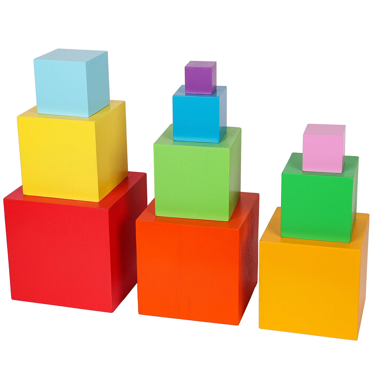 TOWO Wooden Stacking Boxes Rainbow Colors – Montessori Nesting Cubes for Toddlers | Toys of Wood Oxford