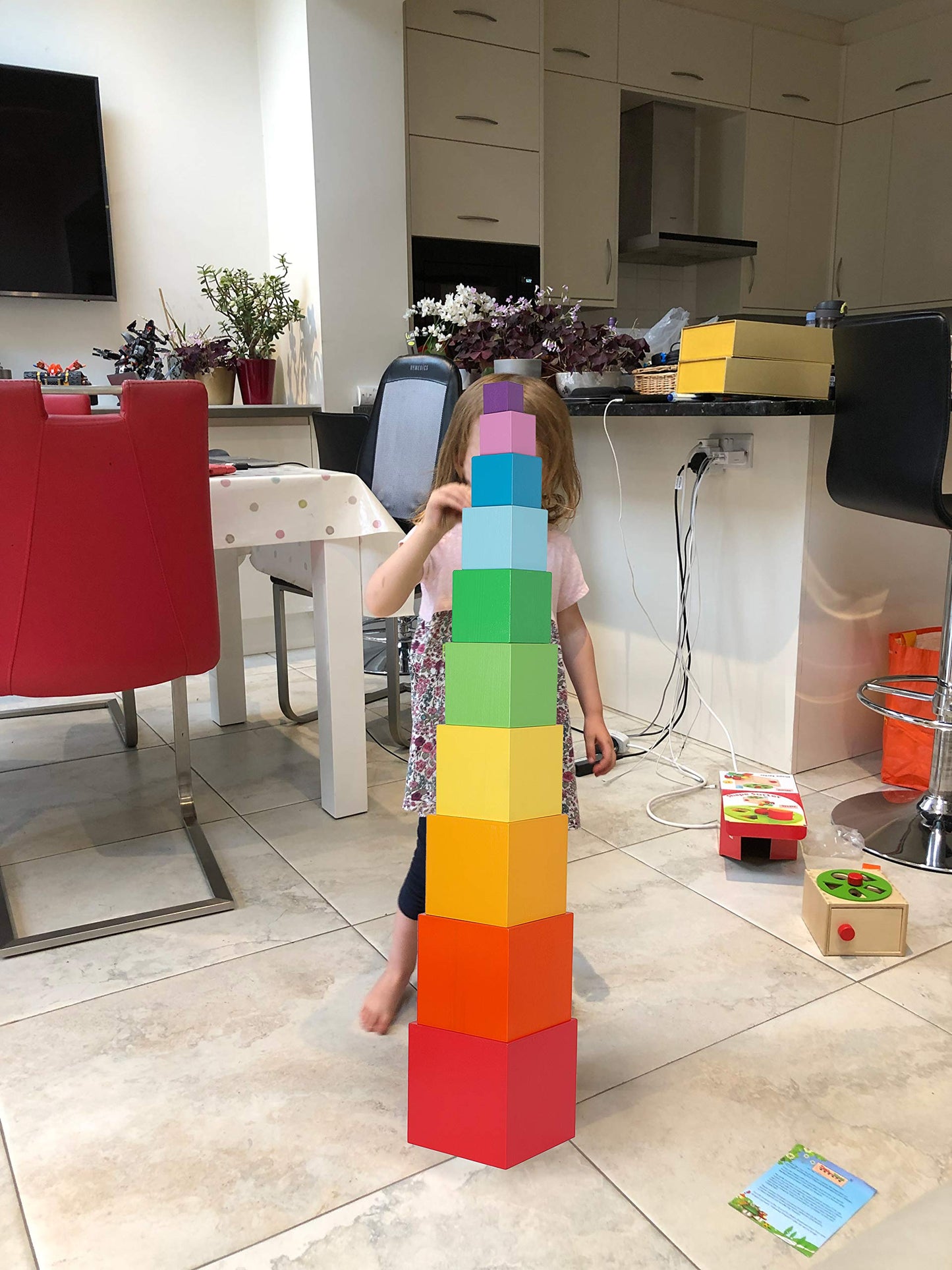 TOWO Wooden Stacking Boxes Rainbow Colors – Montessori Nesting Cubes for Toddlers | Toys of Wood Oxford