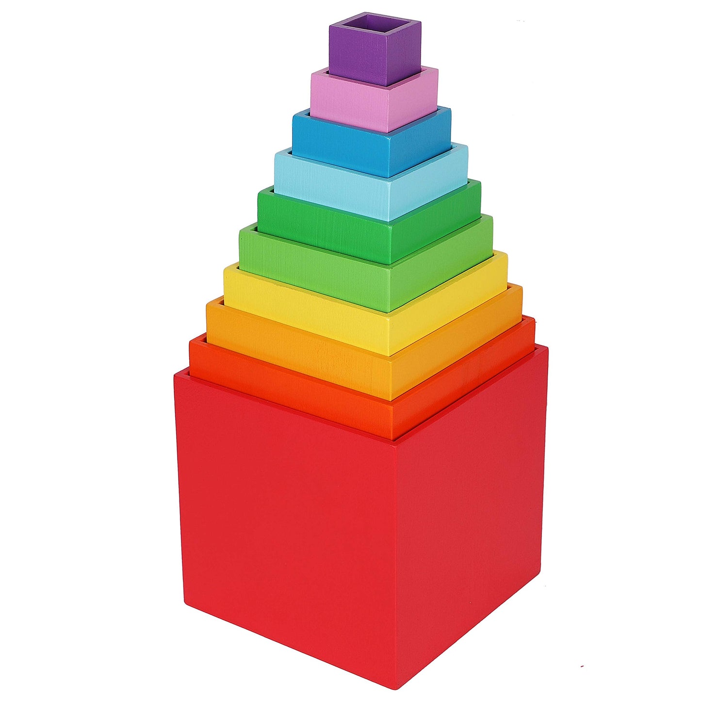 TOWO Wooden Stacking Boxes Rainbow Colors – Montessori Nesting Cubes for Toddlers | Toys of Wood Oxford
