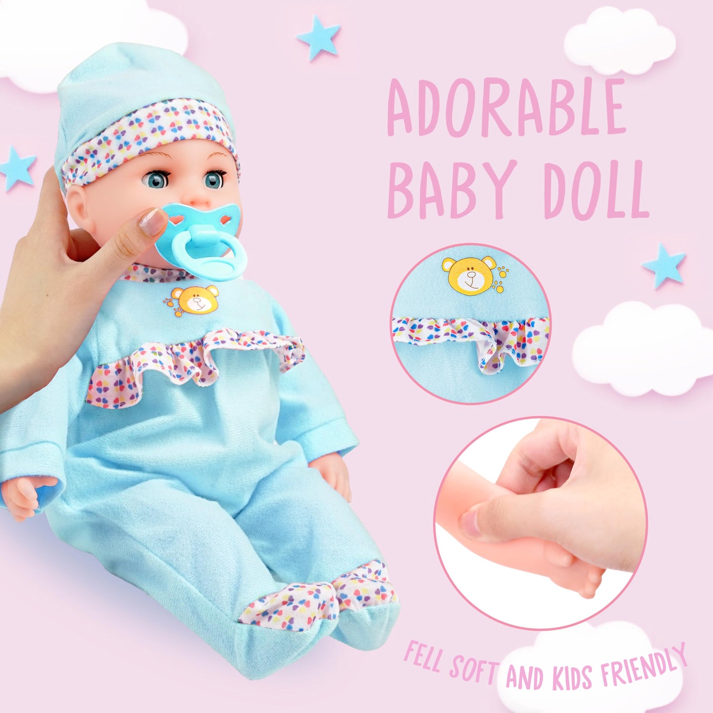 Toy Choi's Interactive 16-Inch Crying Talking Baby Doll with Accessories