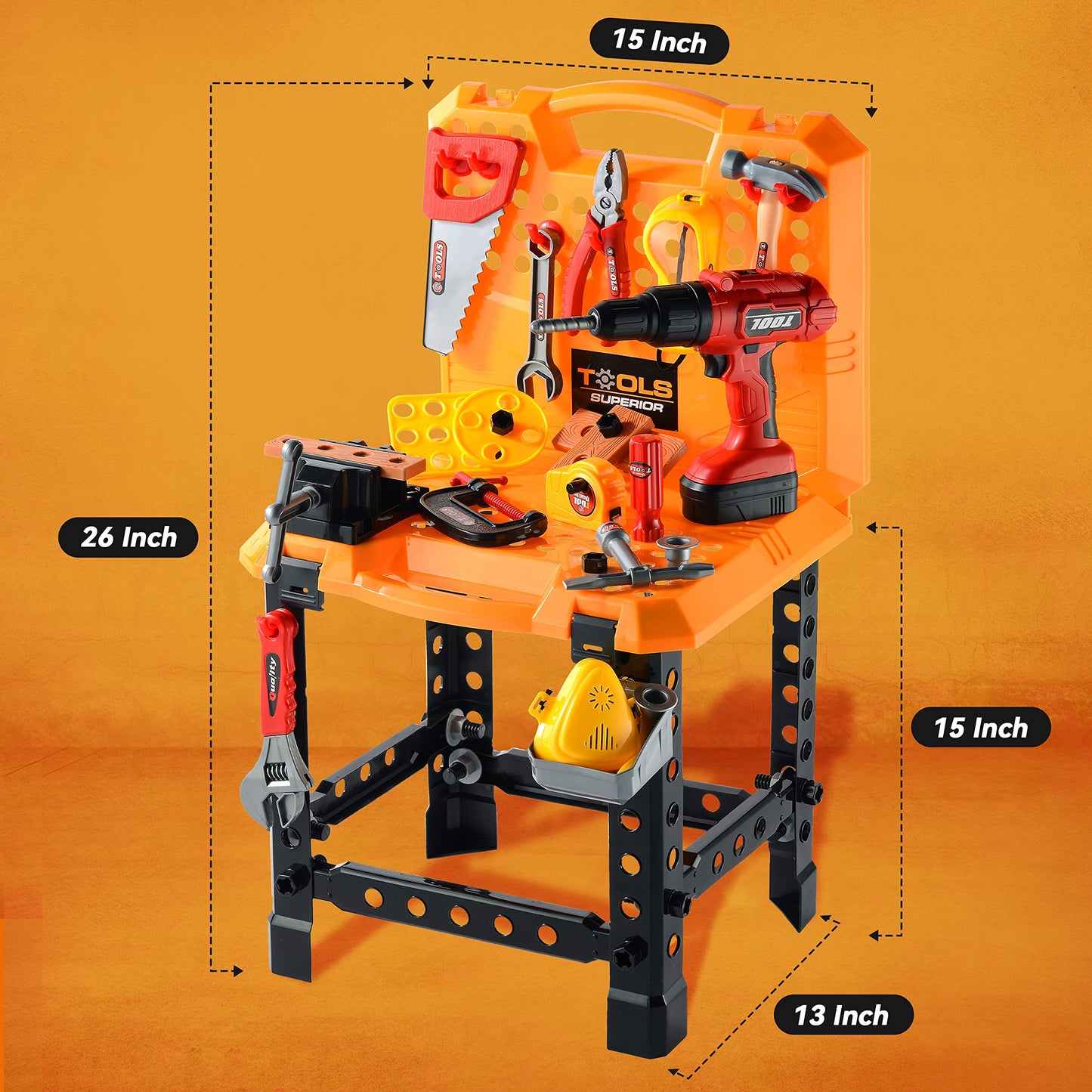 Toy Choi's 82pcs Kids Tool Bench with Realistic Drill – Ages 2-4