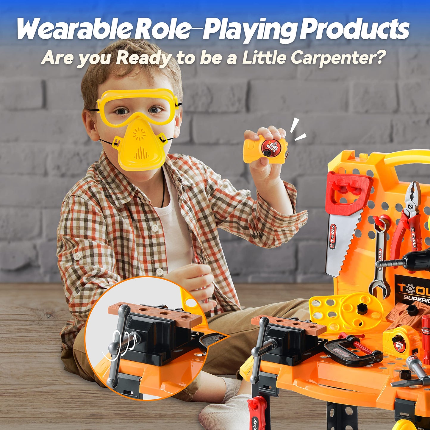 Toy Choi's 82pcs Kids Tool Bench with Realistic Drill – Ages 2-4