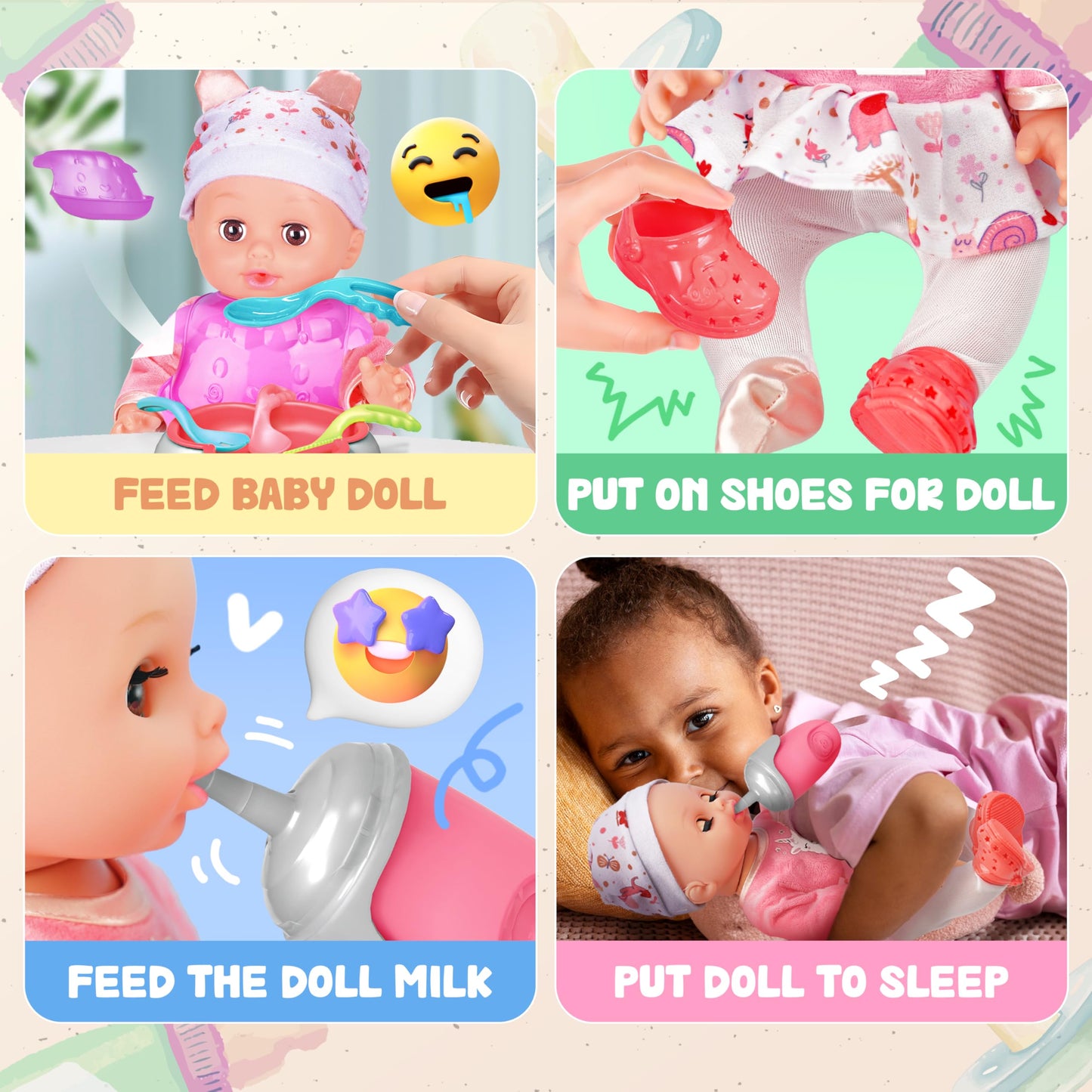 Toy Choi's 14-Inch Baby Doll with Backpack Care PlaySet & Accessories