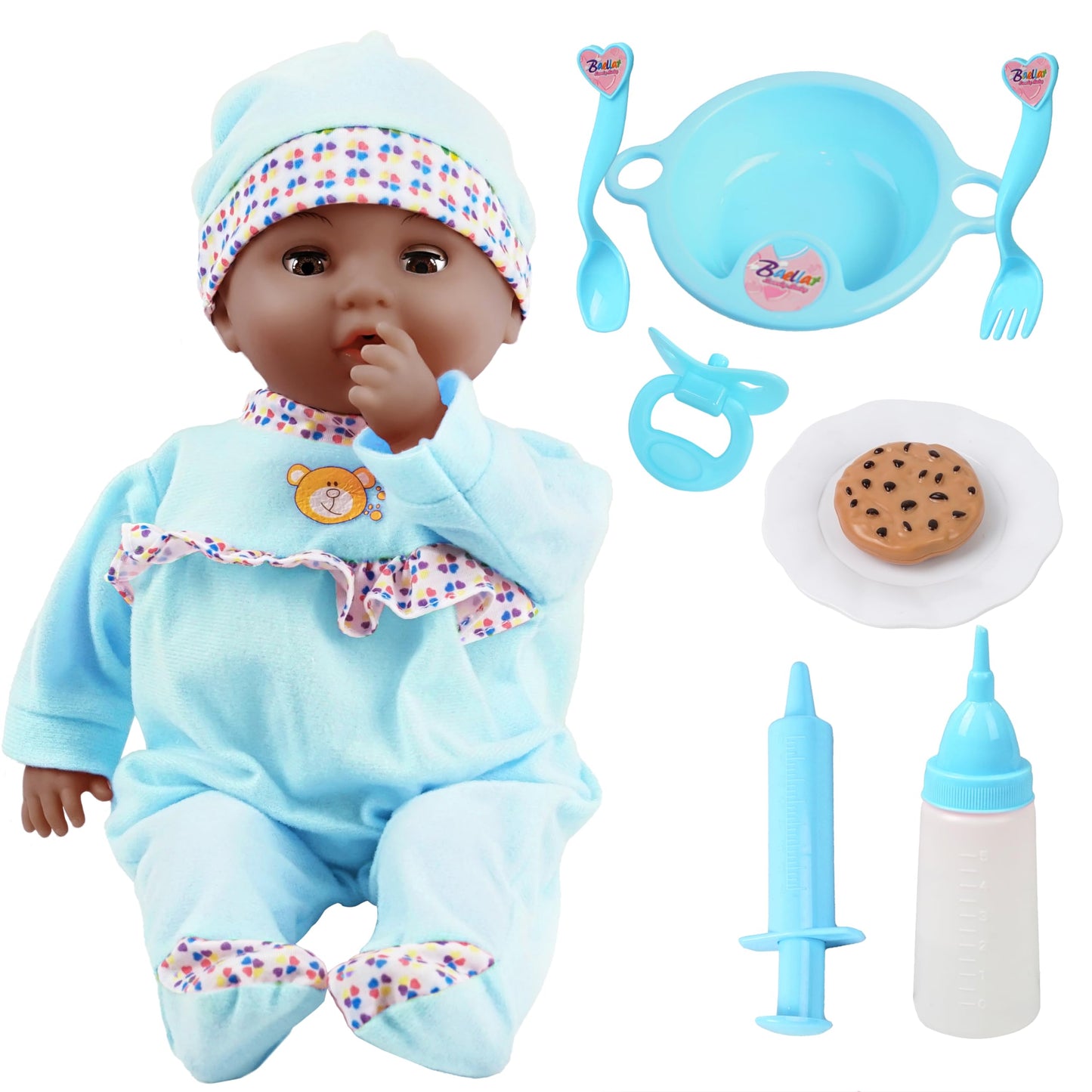 Toy Choi's Interactive Baby Doll Blue – 16-Inch Crying, Talking, Feeding Doll with Accessories