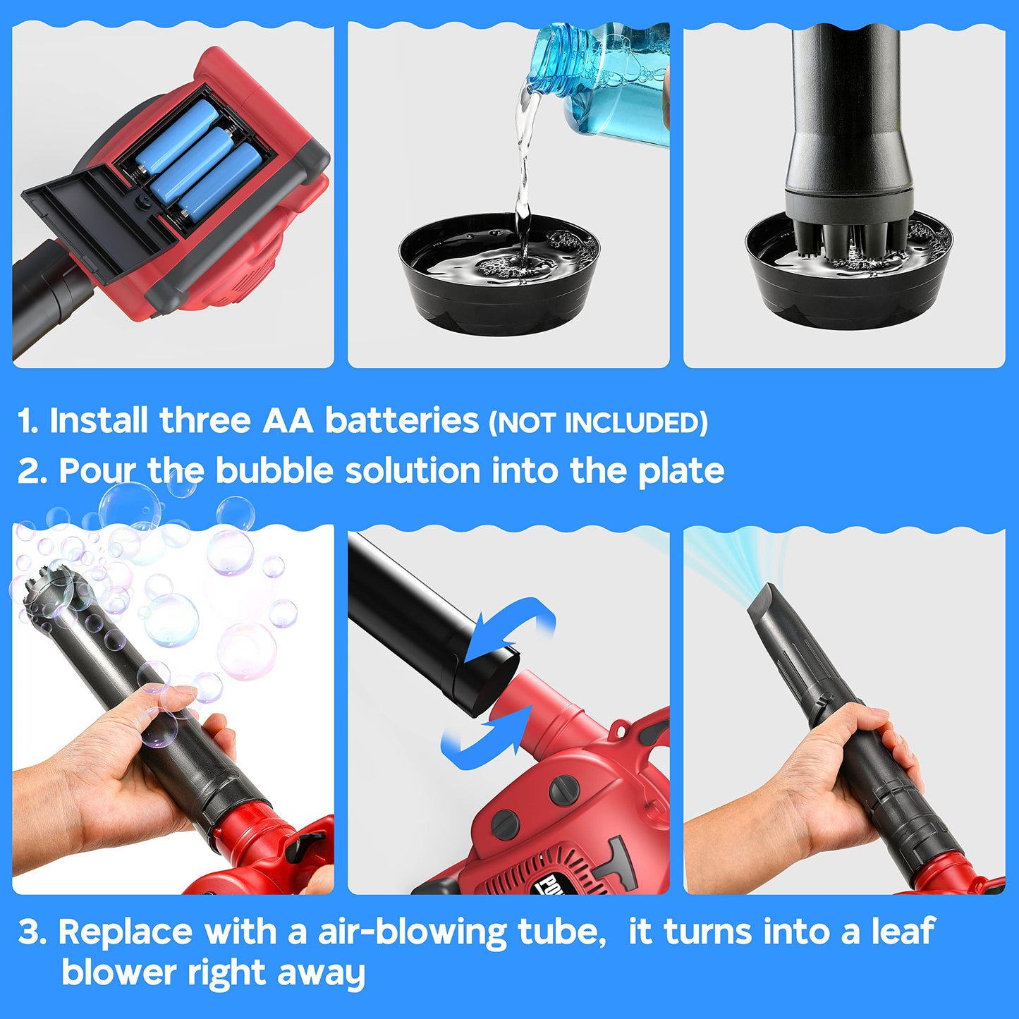 Toy Choi's Bubble Leaf Blower for Toddlers – 2-in-1 Bubble & Leaf Blower with Garden Tools Set (Ages 3–6)