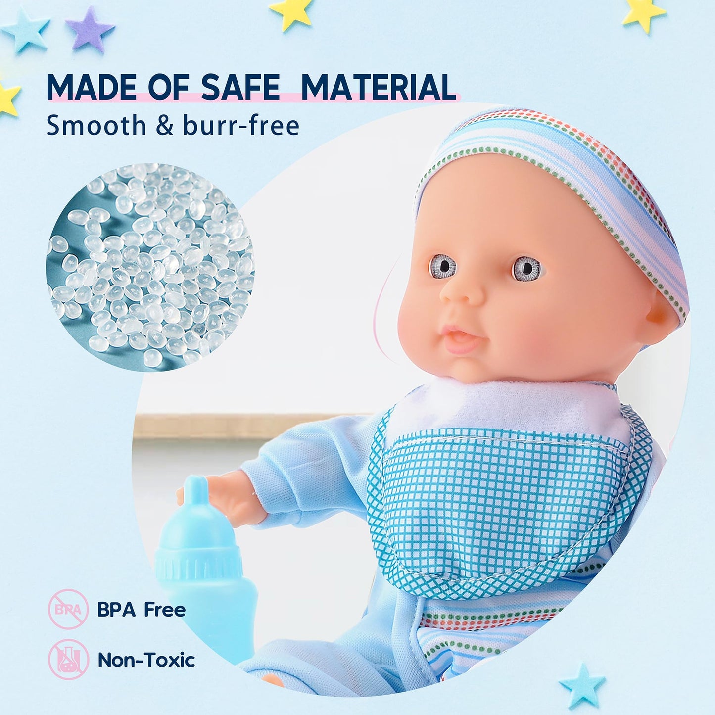 Toy Choi's Twin Baby Dolls - 12-Inch Soft Body Twins with Accessories | Blue Outfit Doll Set for 2–5 Year Olds