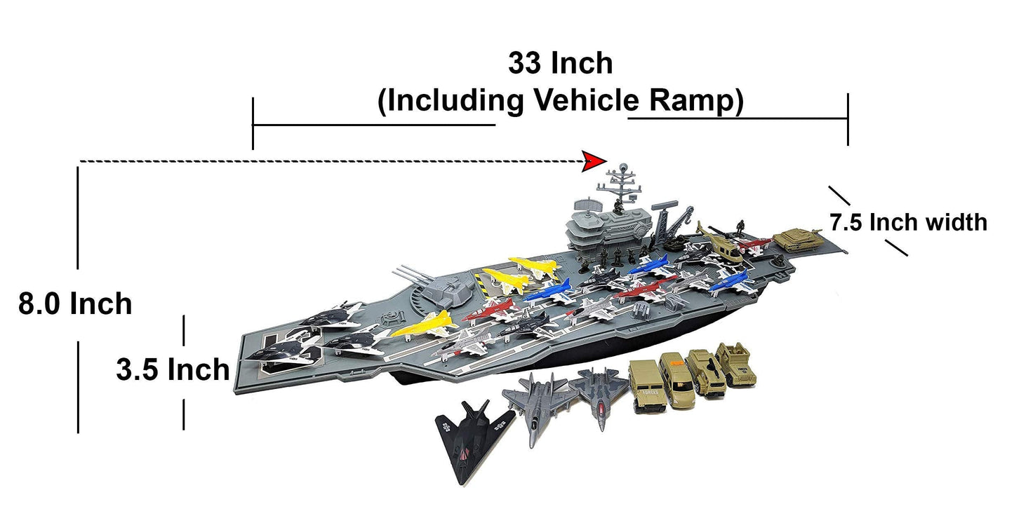 Toy Essentials 33-Inch Aircraft Carrier with 18 Jets and 10 Soldiers