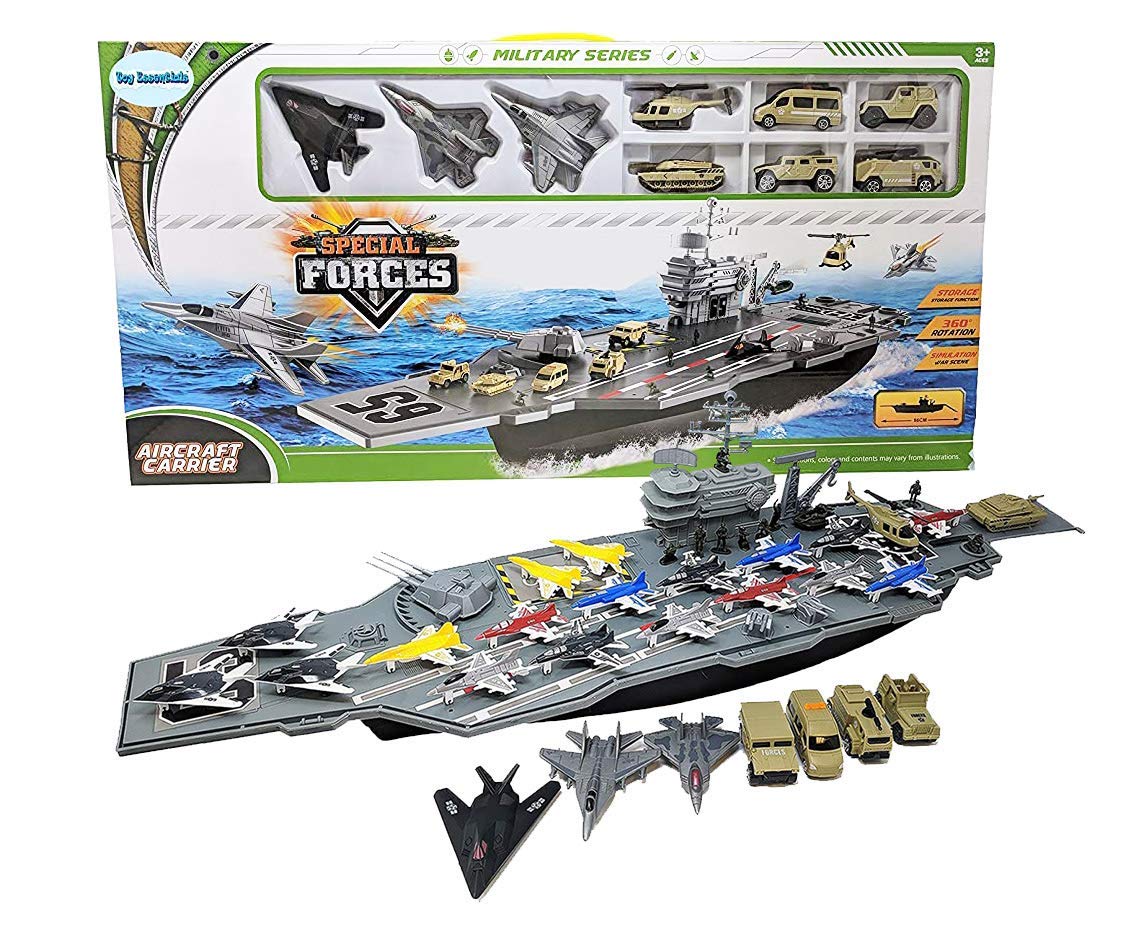 Toy Essentials 33-Inch Aircraft Carrier with 18 Jets and 10 Soldiers