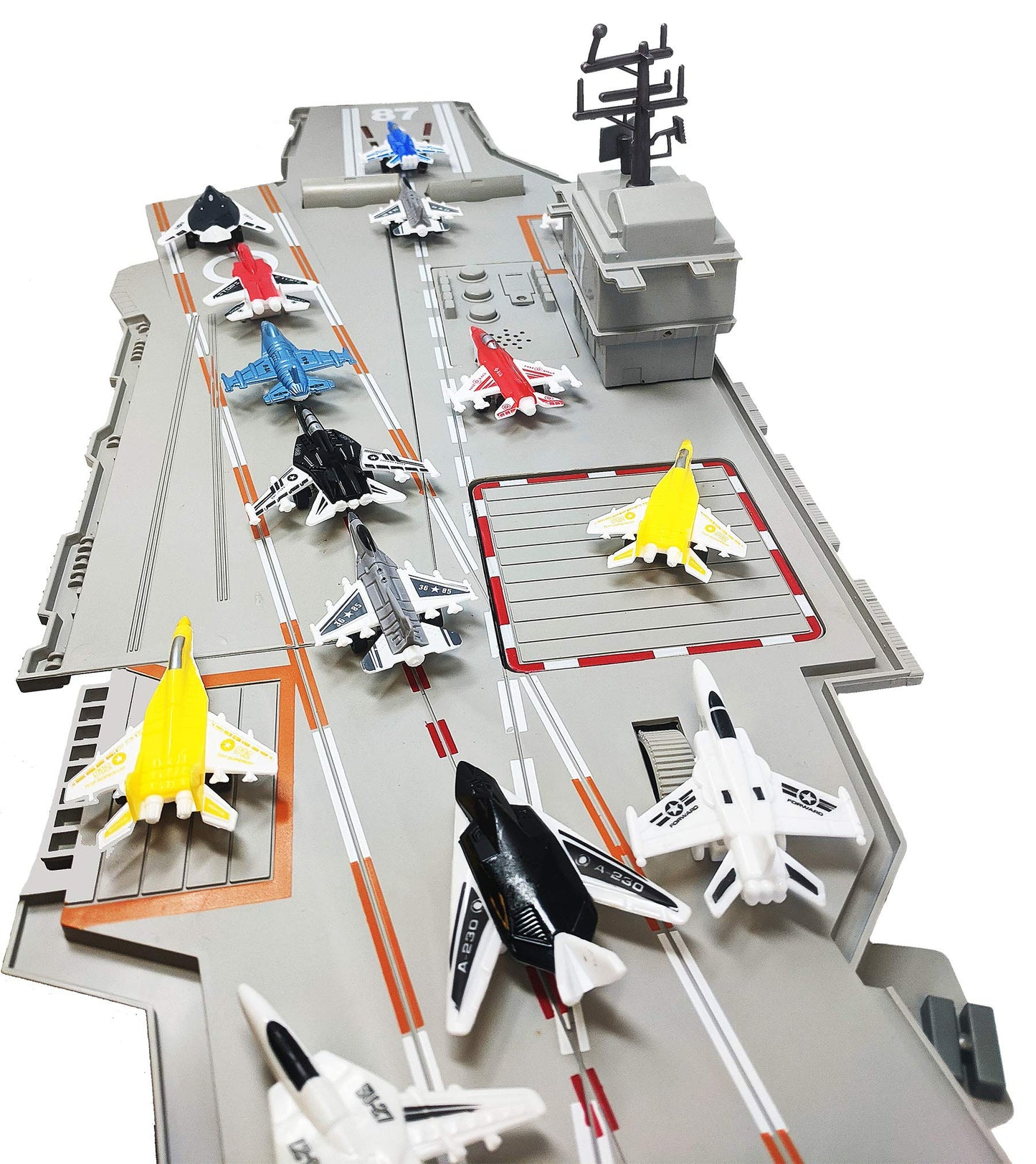 Toy Essentials 30-Inch Aircraft Carrier with Light-Up Runway and 14 Jets