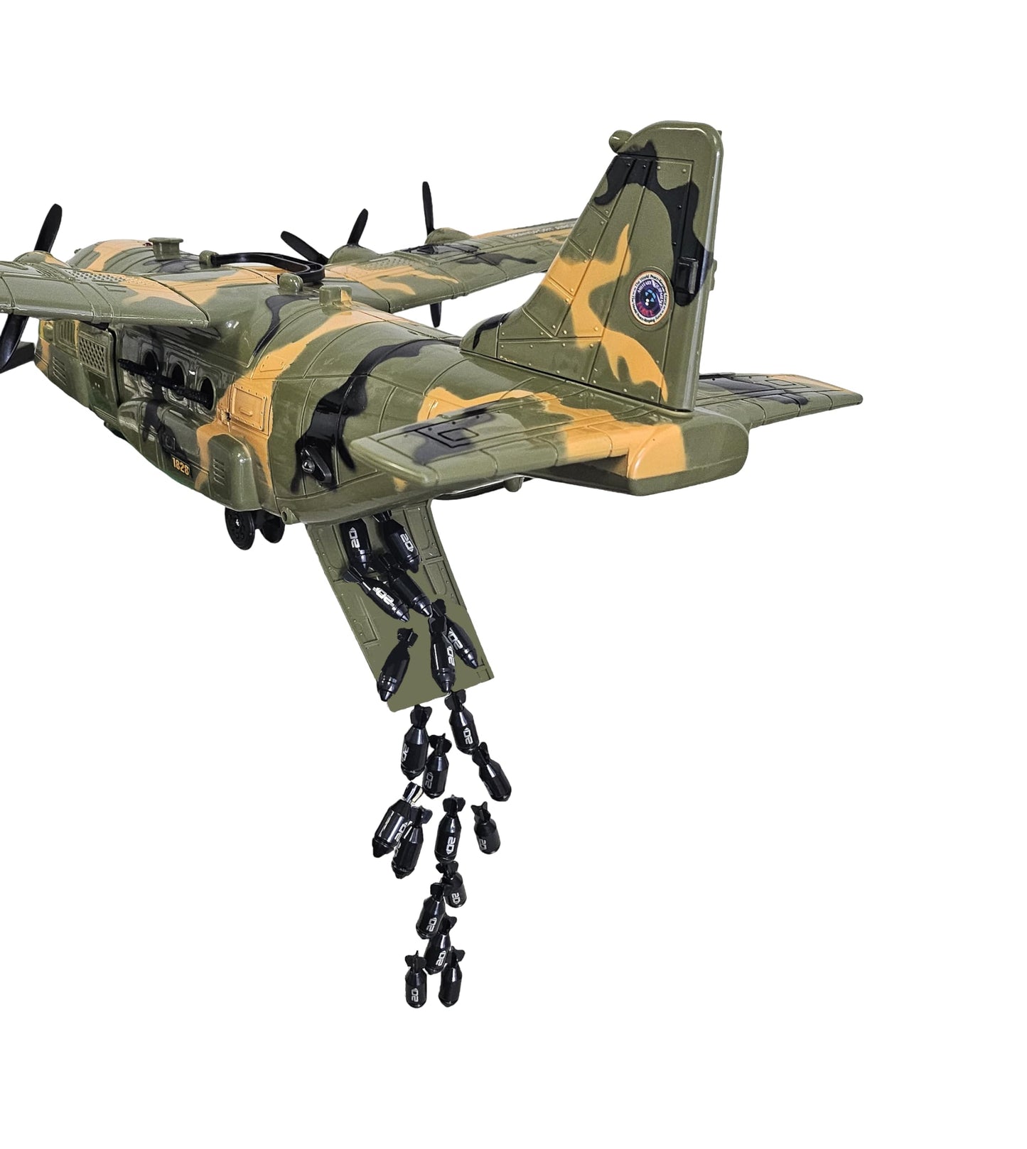 Toy Essentials Large Military 21-Inch C-130 Cargo Plane with Doors, 20 Bombs & 12 Vehicles