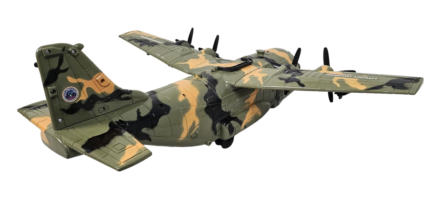 Toy Essentials Large Military 21-Inch C-130 Cargo Plane with Doors, 20 Bombs & 12 Vehicles