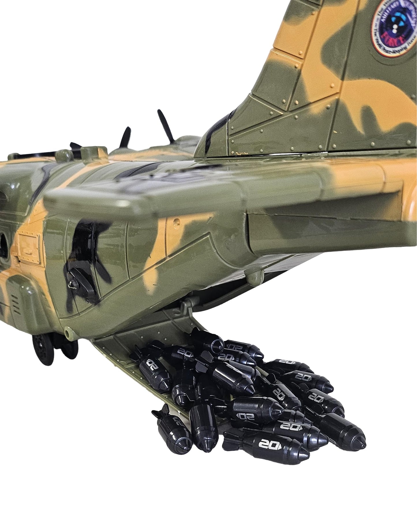 Toy Essentials Large Military 21-Inch C-130 Cargo Plane with Doors, 20 Bombs & 12 Vehicles