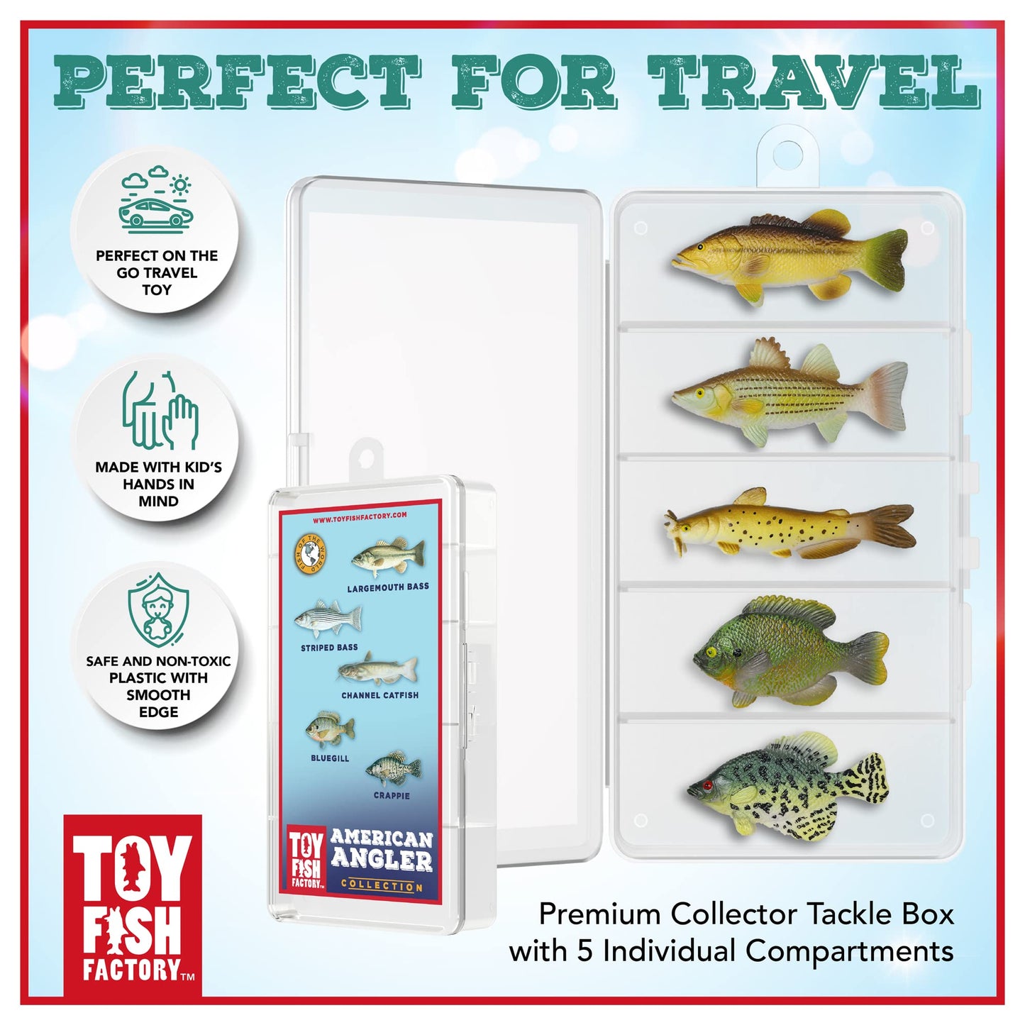 Toy Fish Factory American Angler Collection – 5 Realistic 3” Toy Fish Figurines
