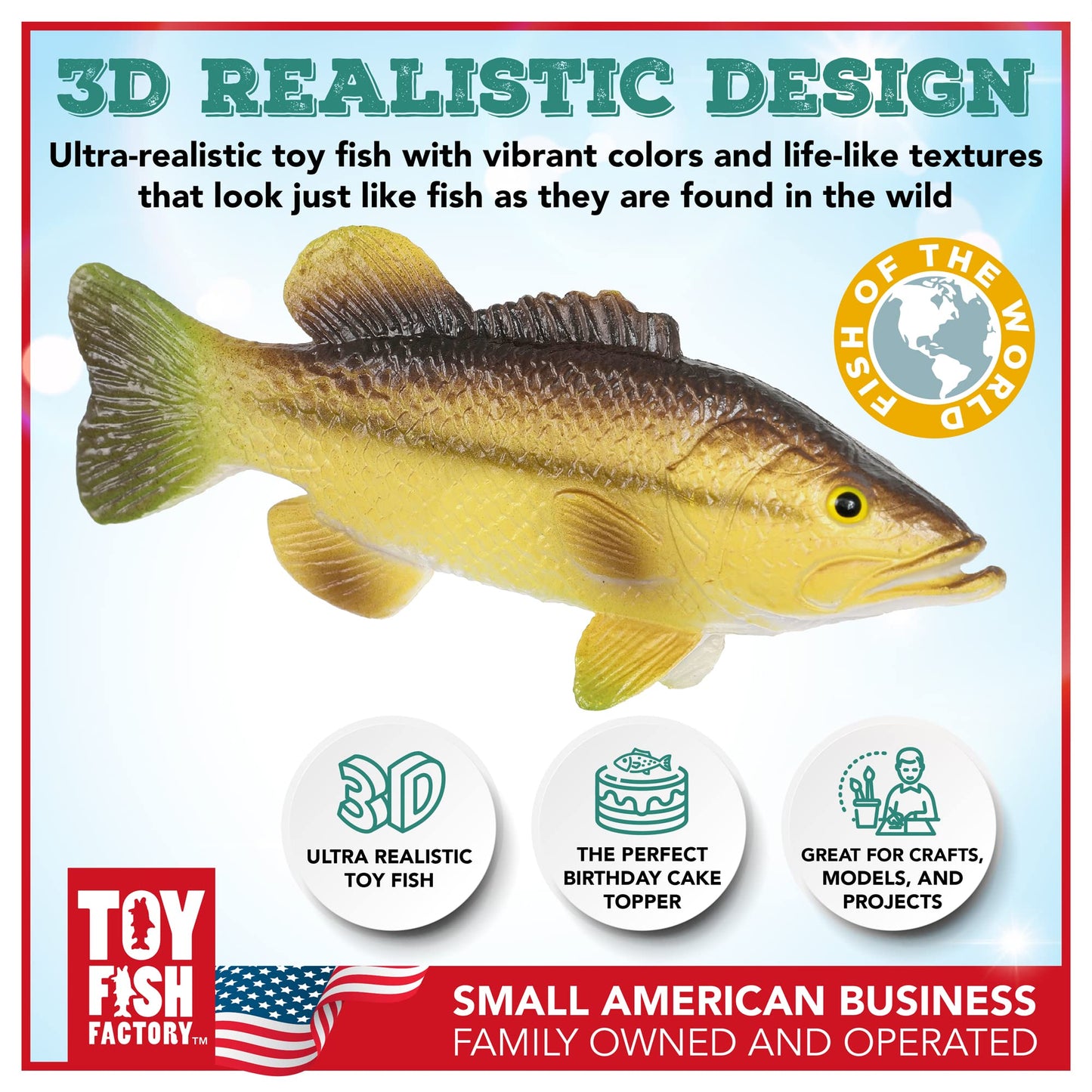 Toy Fish Factory American Angler Collection – 5 Realistic 3” Toy Fish Figurines