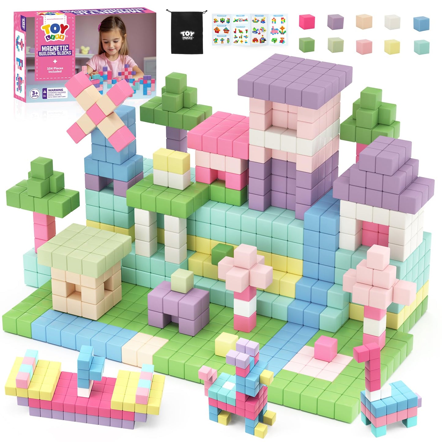TOY Life 104 Pcs Magnetic Blocks for Kids 3-8 | Educational Building Toys