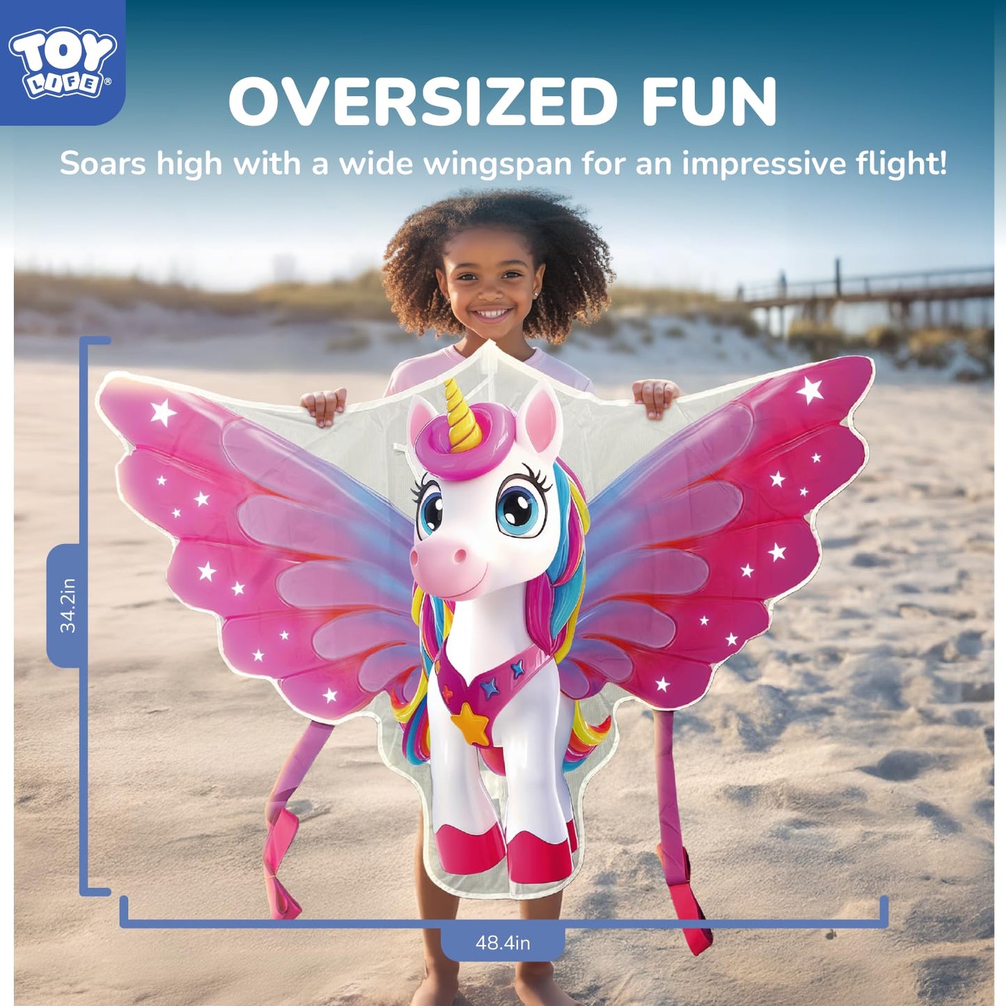 TOY Life 2 Pack 48.4'' Unicorn Kites — Easy To Fly for Kids & Adults with 328.1 ft String