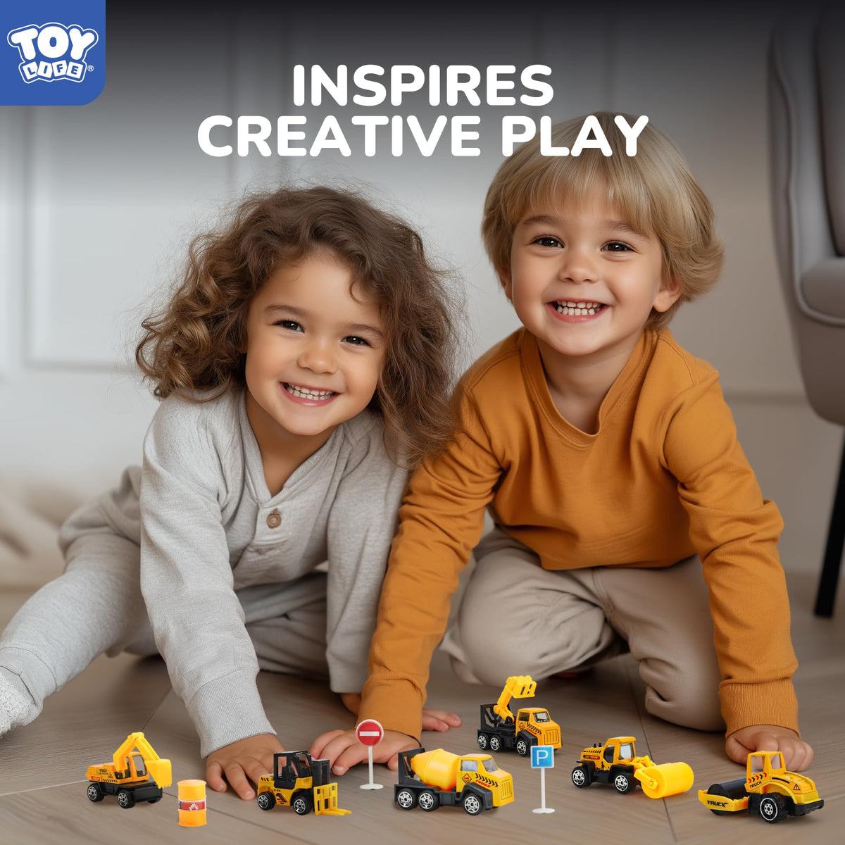 TOY Life 35-Pcs Construction Toys – Mini Trucks & Bulldozer Set for Kids 4-8