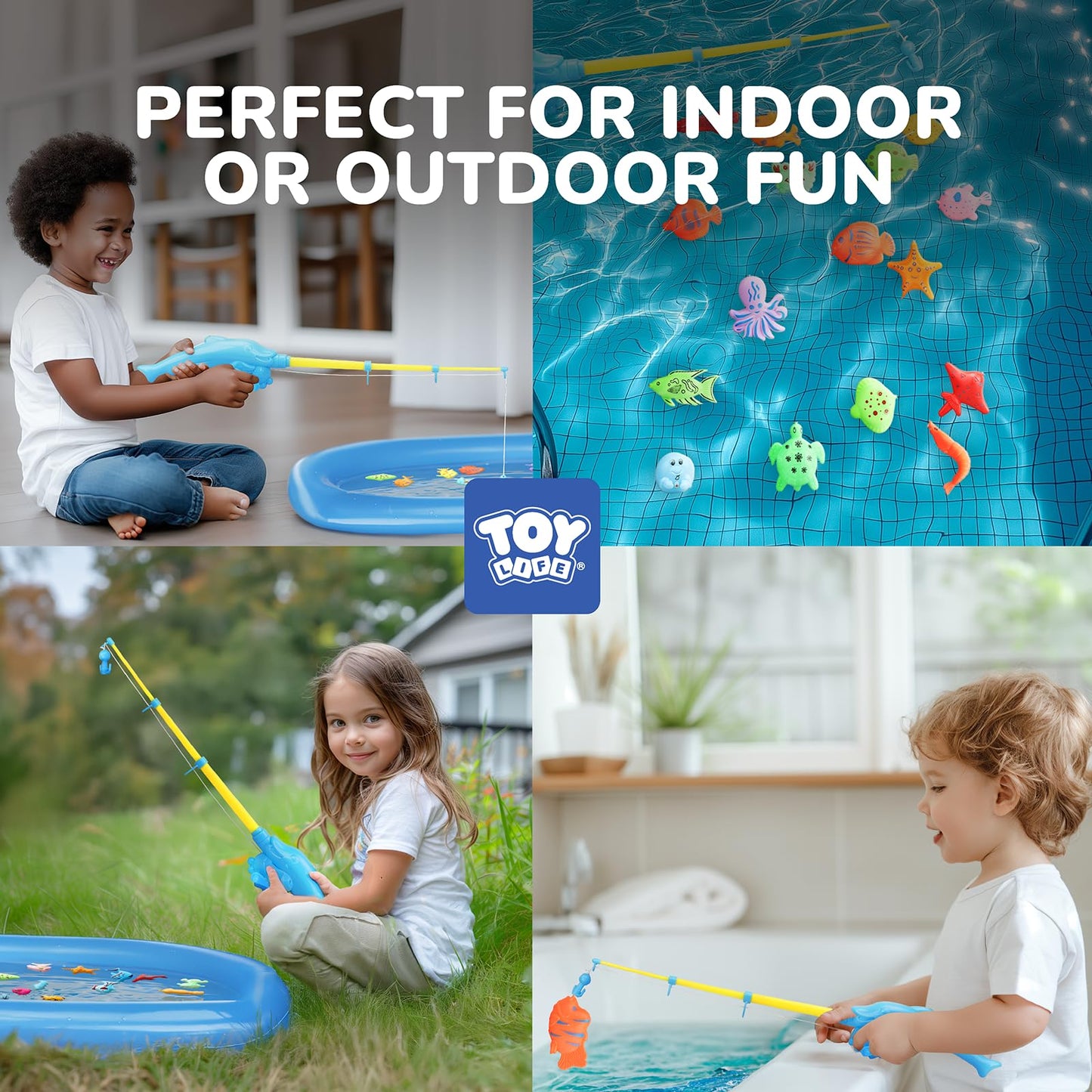TOY Life 4-Player Magnetic Fishing Game for Kids 3-5 – Bath & Pool Toy Set
