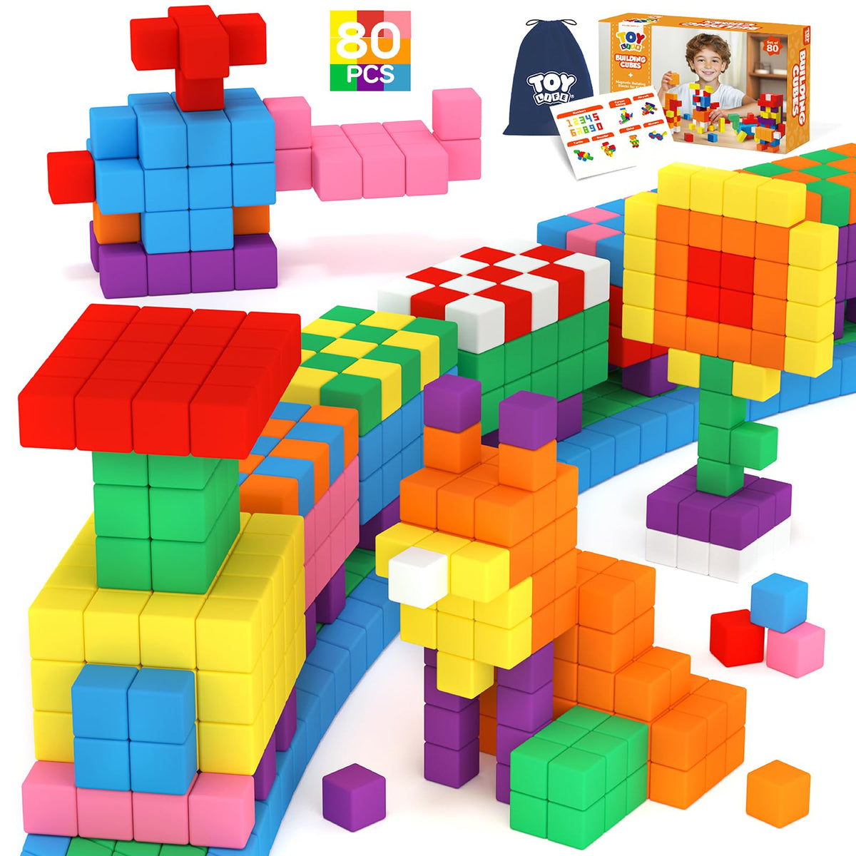 TOY Life 80PCS Magnetic Blocks – 3D Building Toys for Kids 3-8 | STEM & Sensory Play