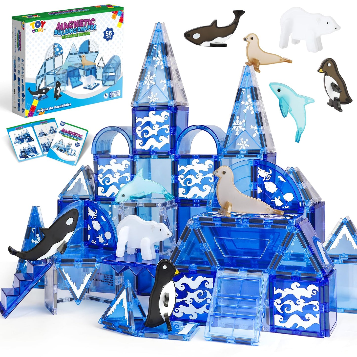 TOY Life Magnetic Tiles for Kids Ages 4-8 (56 pcs) – Magnetic Building Toy Set